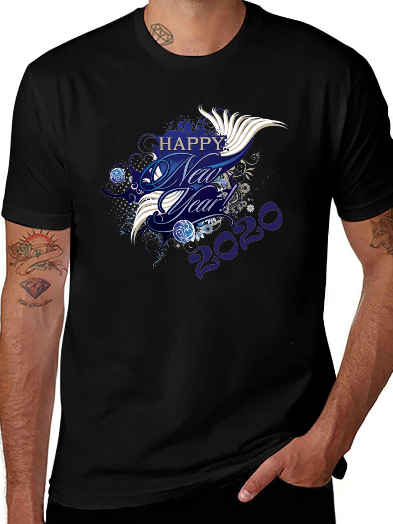 Variant 27 of Happy New Year 2020 Graphic T-Shirt - Black