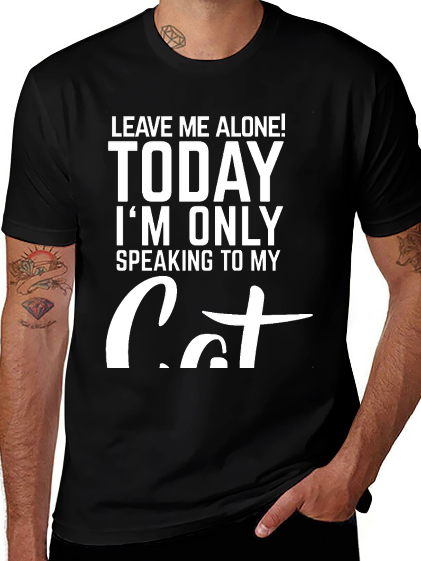 Variant 19 of Leave Me Alone Cat Lover T-Shirt - Black