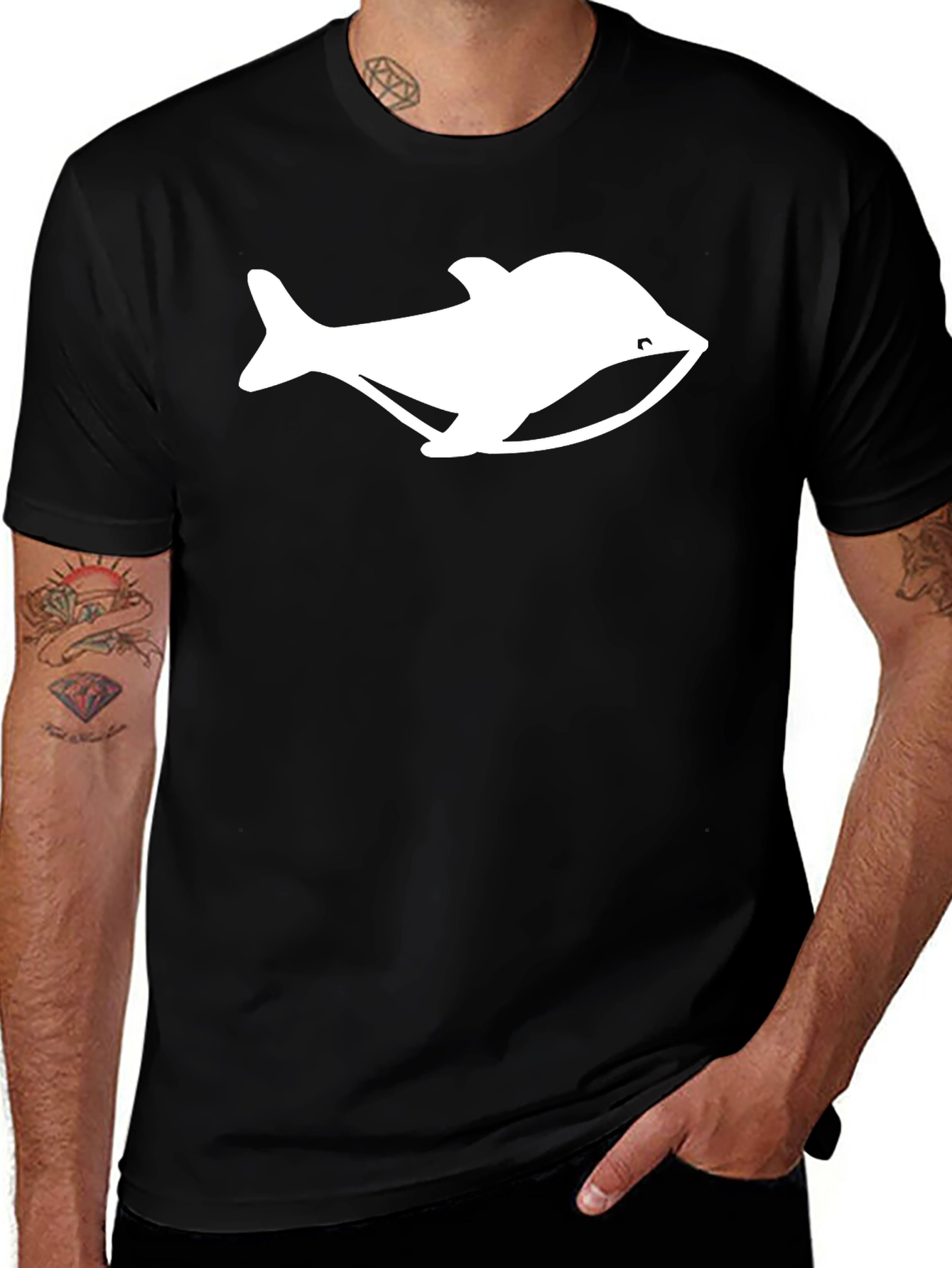 Variant 3 of White Dolphin Graphic Black T-Shirt
