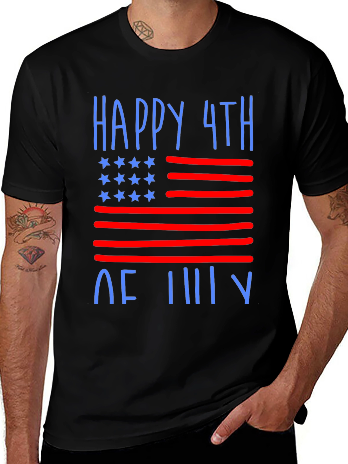 Happy 4th of July T-Shirt - Patriotic USA Flag Tee