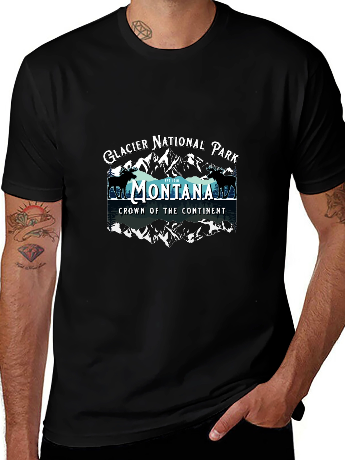 Black Glacier National Park Montana T-Shirt main image