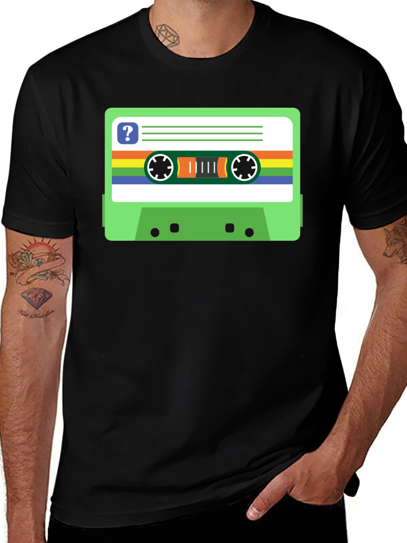 Variant 11 of Retro Cassette Tape Graphic Tee - Black