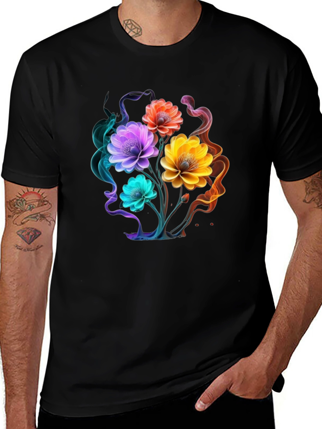 Variant 20 of Floral Smoke Graphic T-Shirt