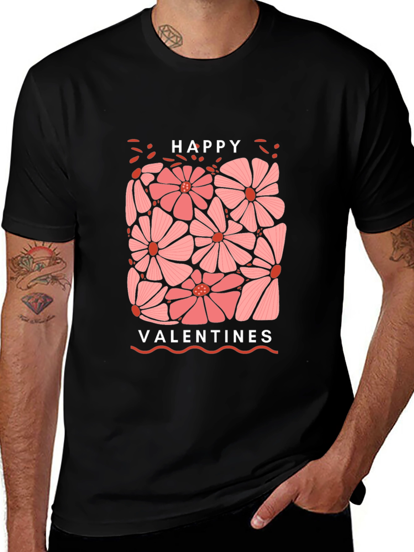 Happy Valentines Day Floral Graphic T-Shirt