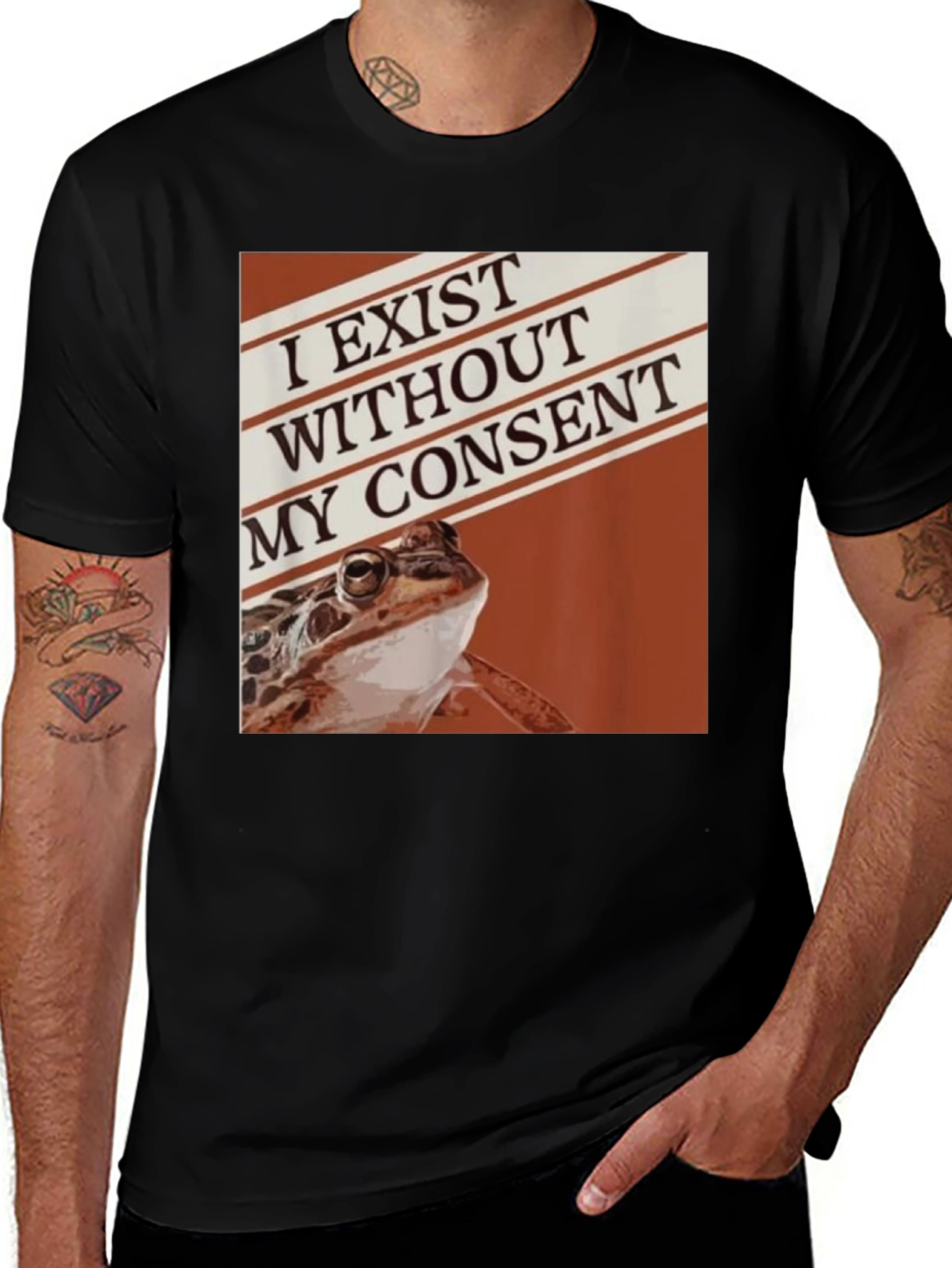 Variant 19 of Exist Without Consent Frog Graphic Tee - Black
