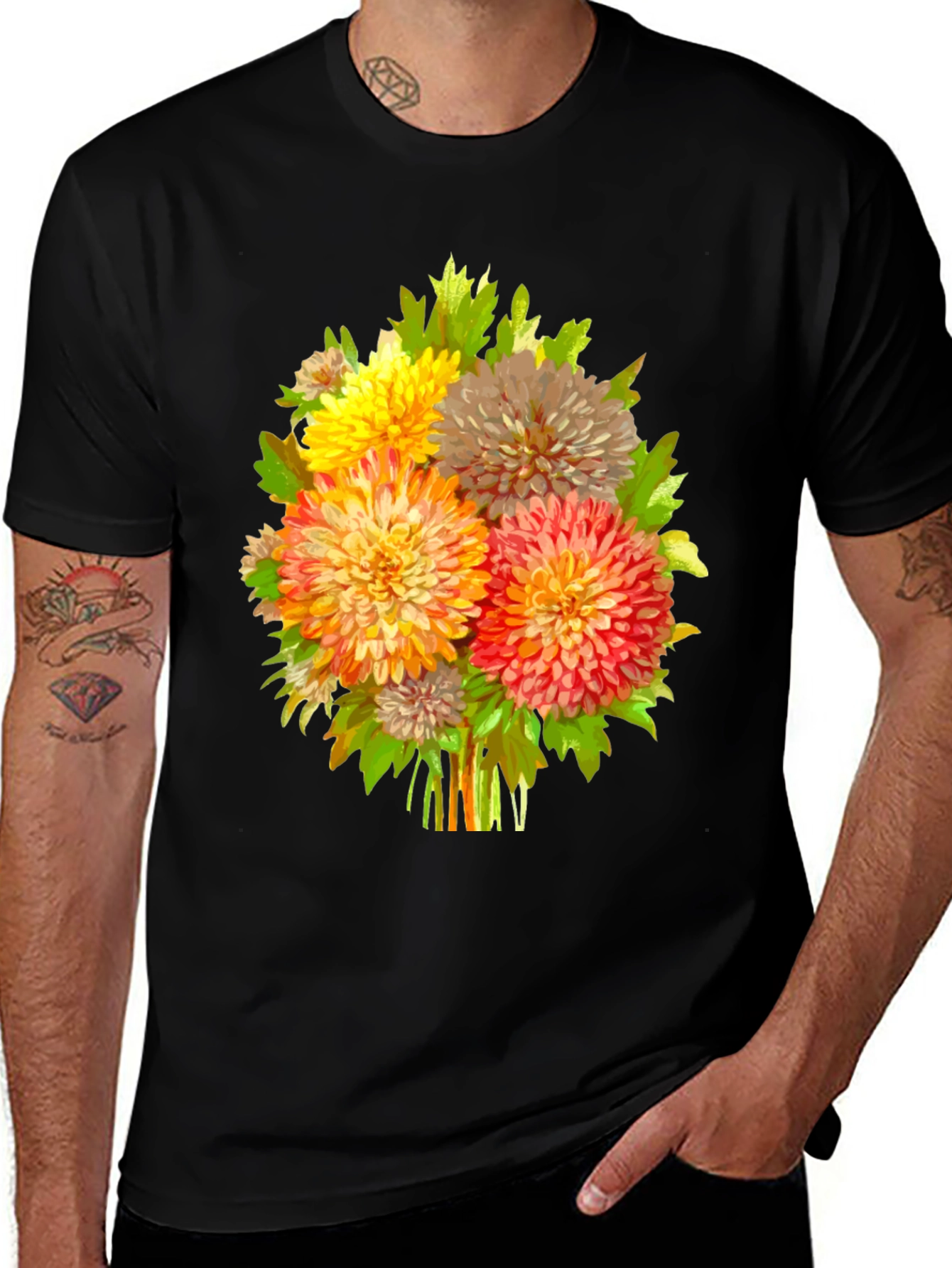 Variant 7 of Floral Graphic Tee - Bold Blossom Design