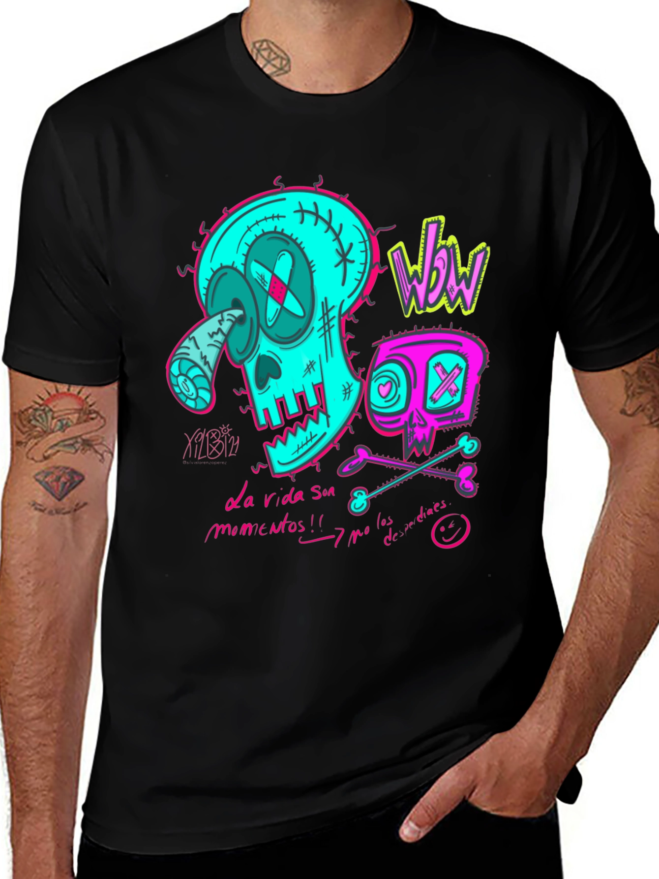 Variant 27 of Skull Graphic Print Men's Black T-Shirt