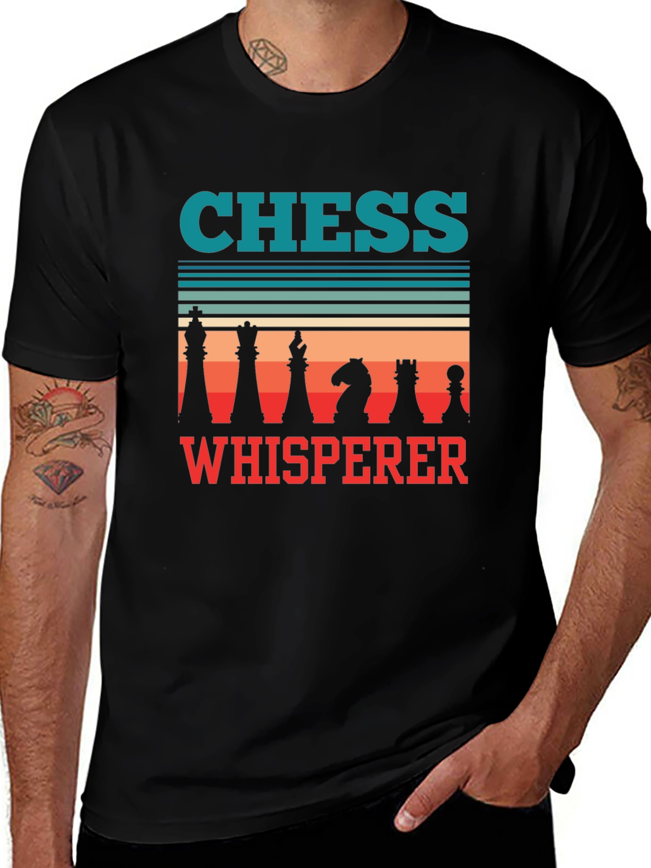 Variant 13 of Chess Whisperer Graphic Tee - Unisex Black T-Shirt