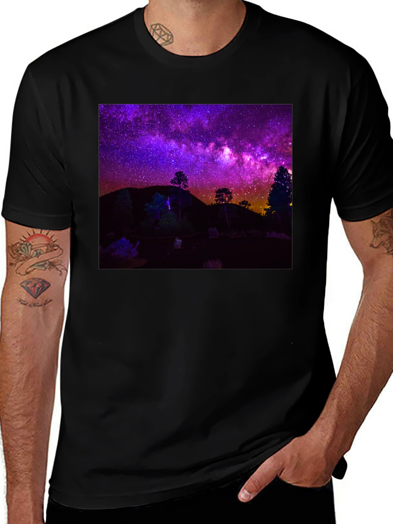 Variant 20 of Night Sky Graphic Tee - Black Cotton