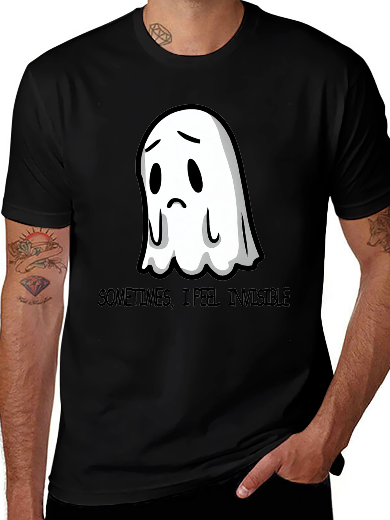 Variant 7 of Sad Ghost T-Shirt - "Sometimes, I Feel Invisible"