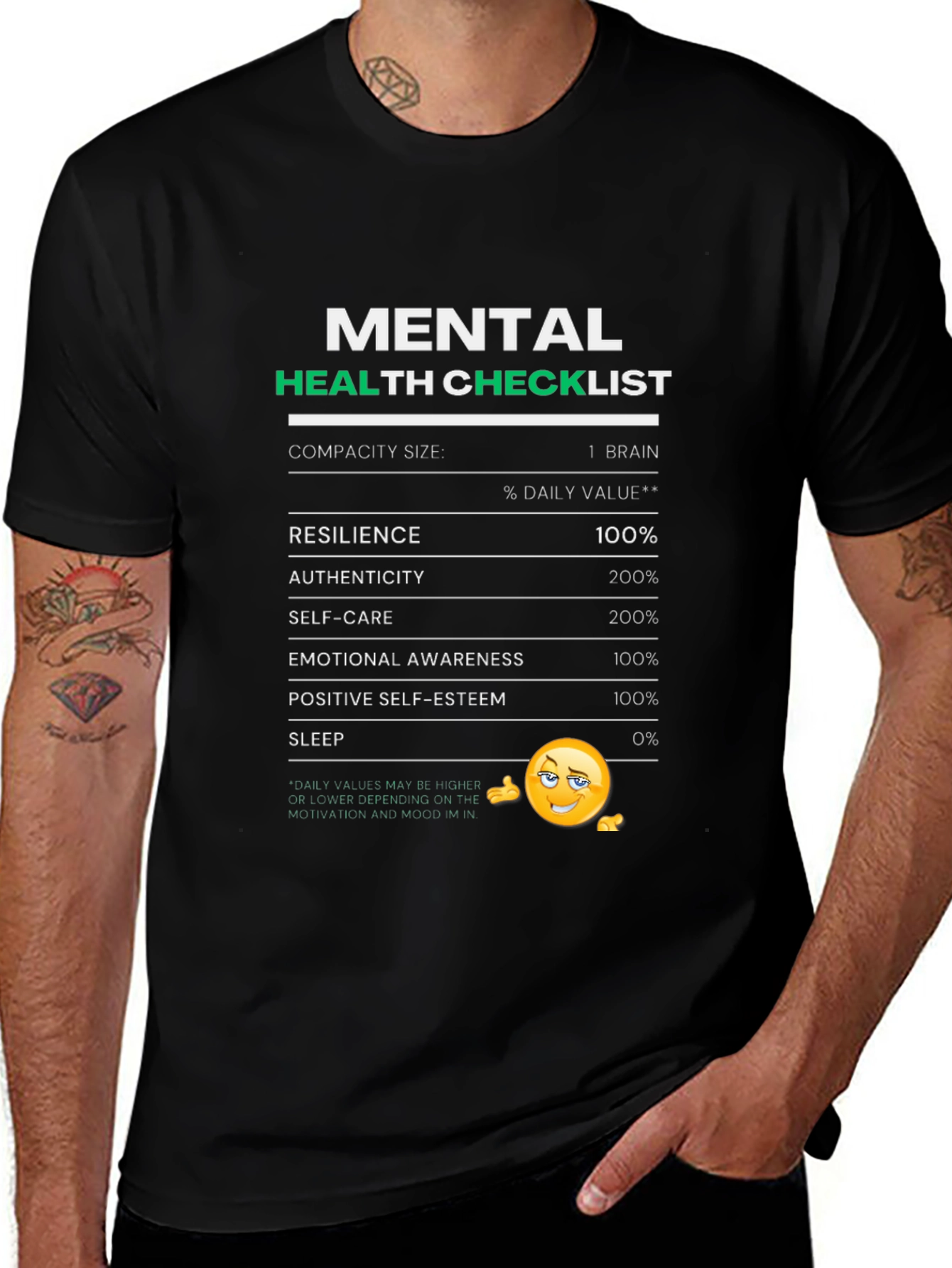 Variant 27 of Mental Health Checklist Graphic T-Shirt