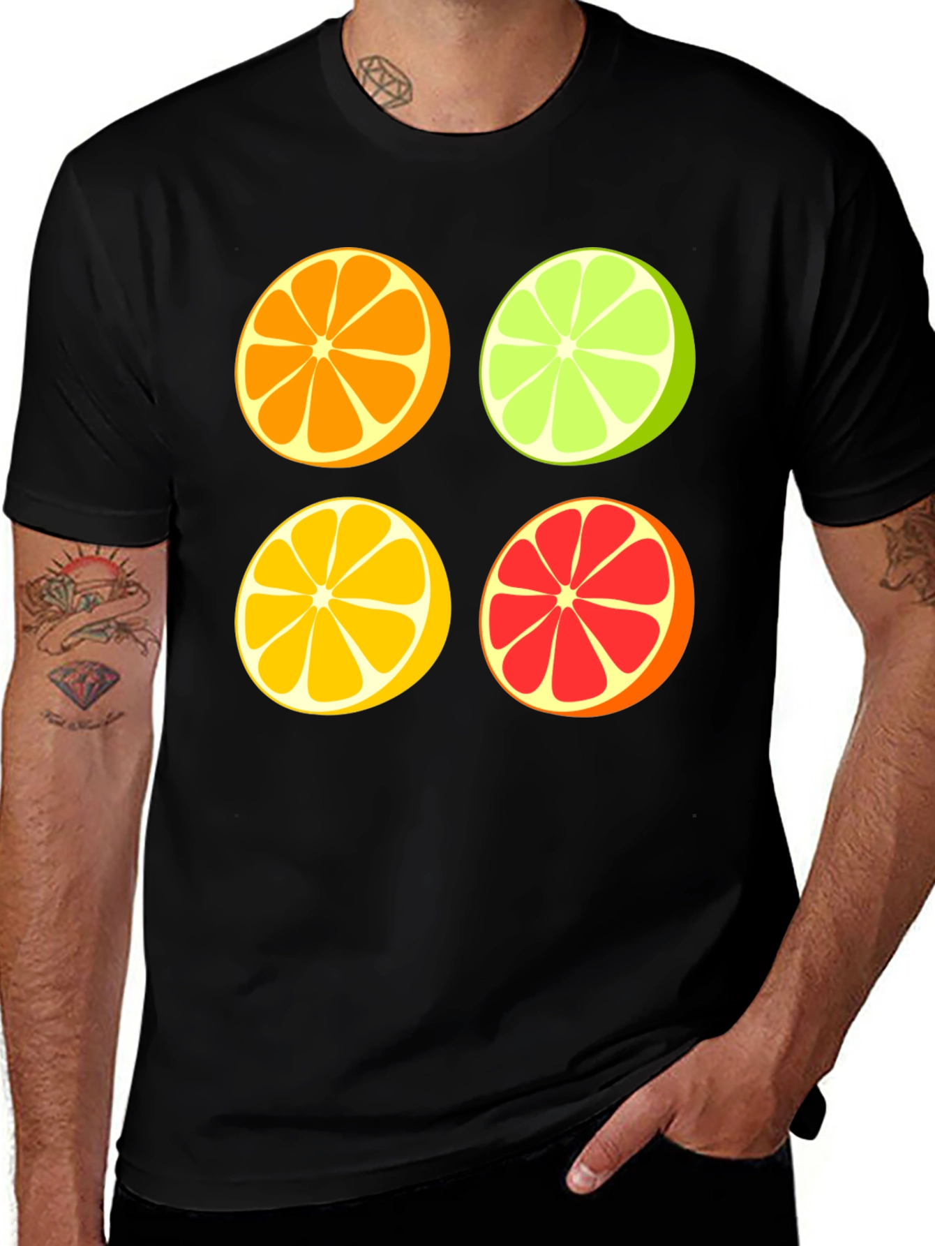 Black Citrus Slices Graphic Tee - Fresh & Fun main image