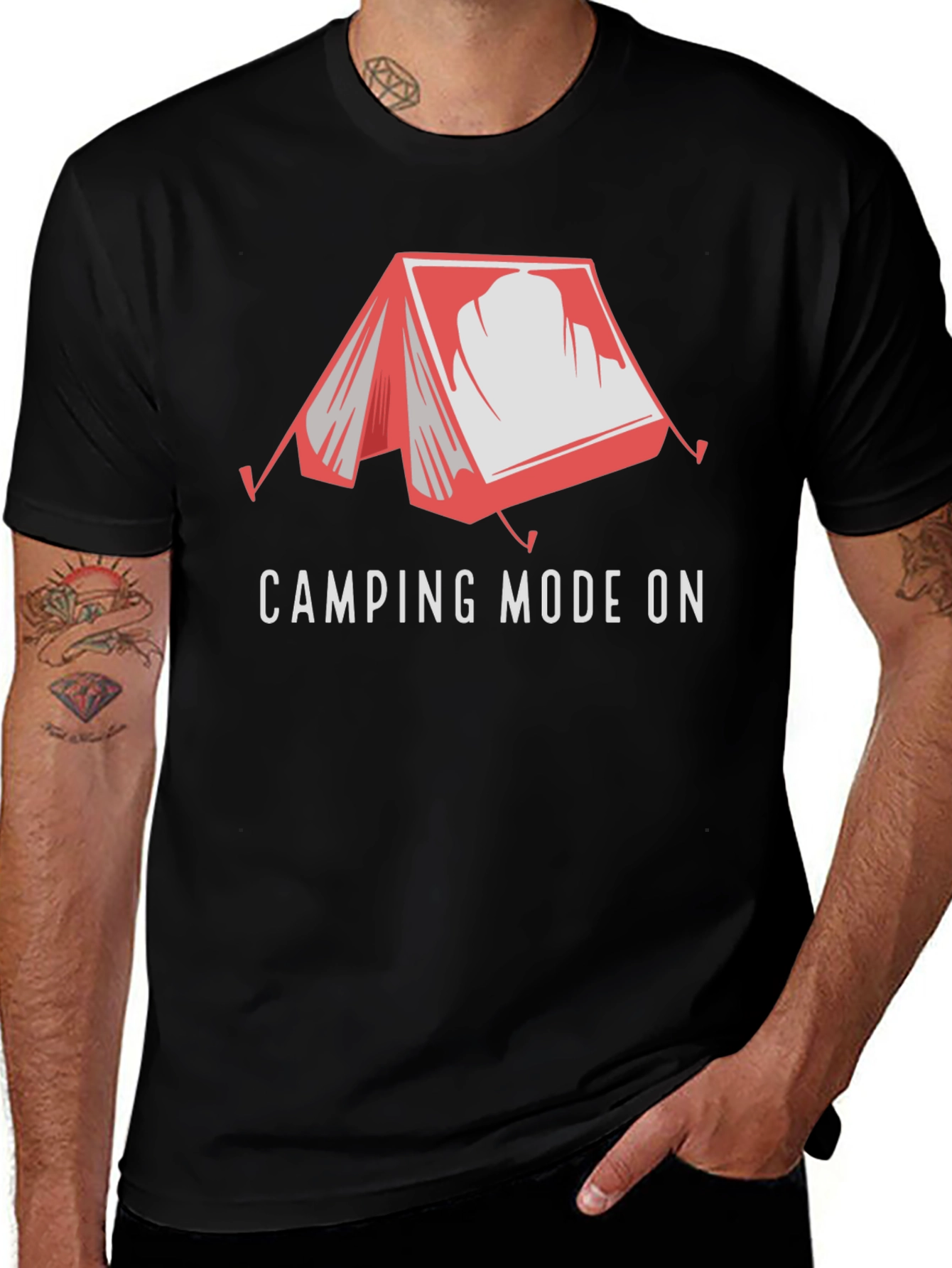 Variant 21 of Camping Mode On Graphic Tee - Adventure Awaits!