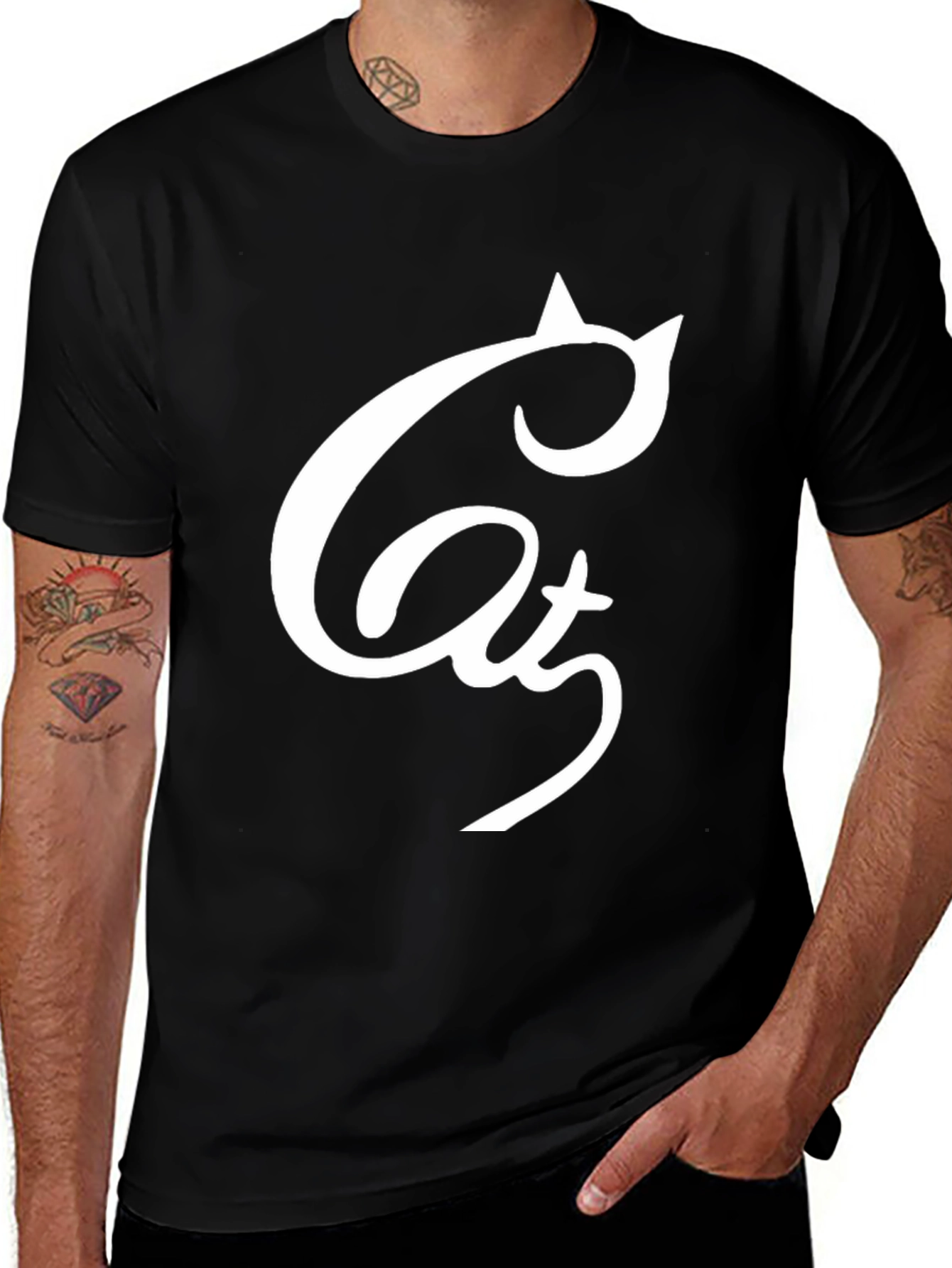 Variant 29 of Cat Graphic Black T-Shirt