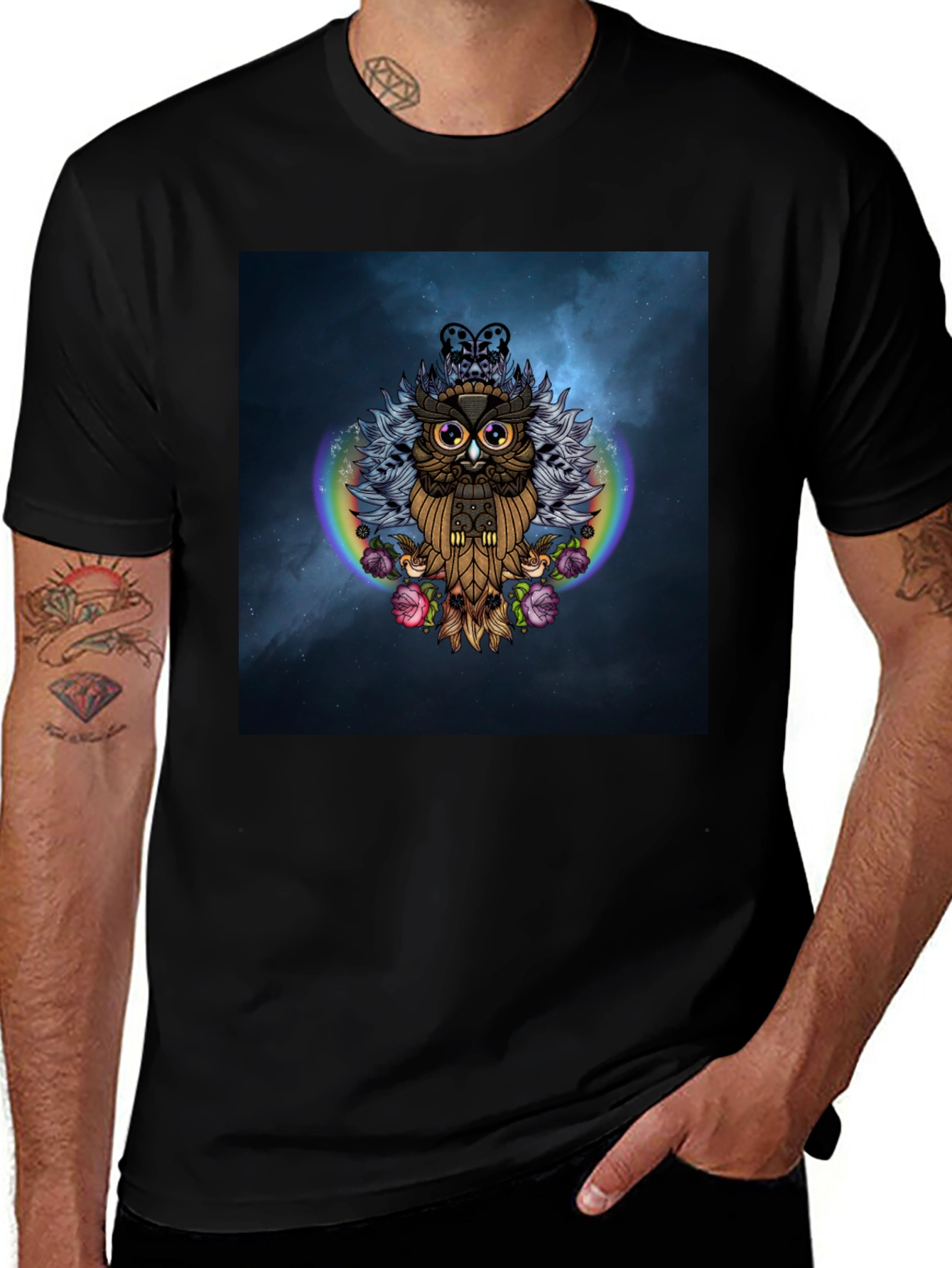Variant 3 of Owl Graphic Black T-Shirt