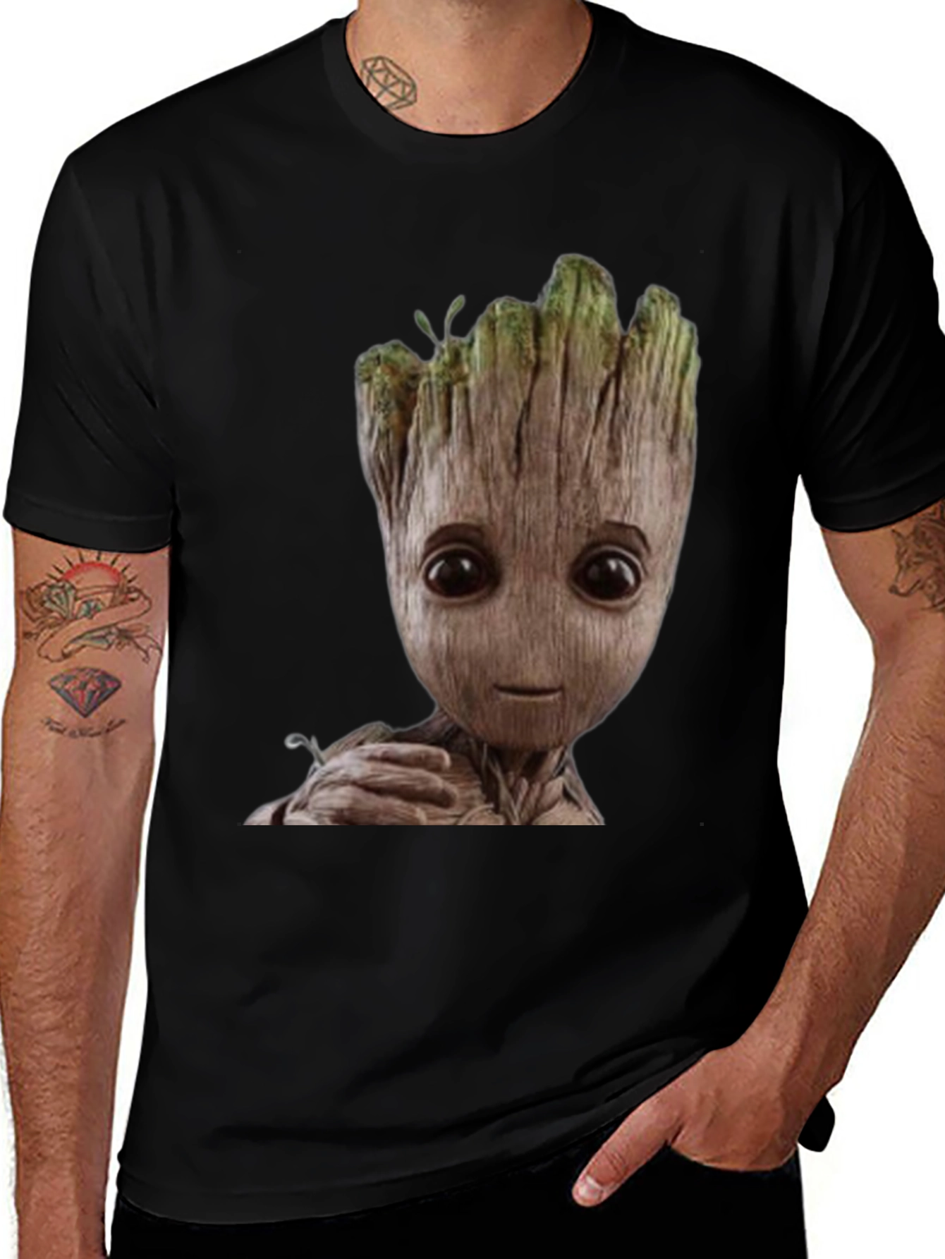Groot Graphic Print Black T-Shirt