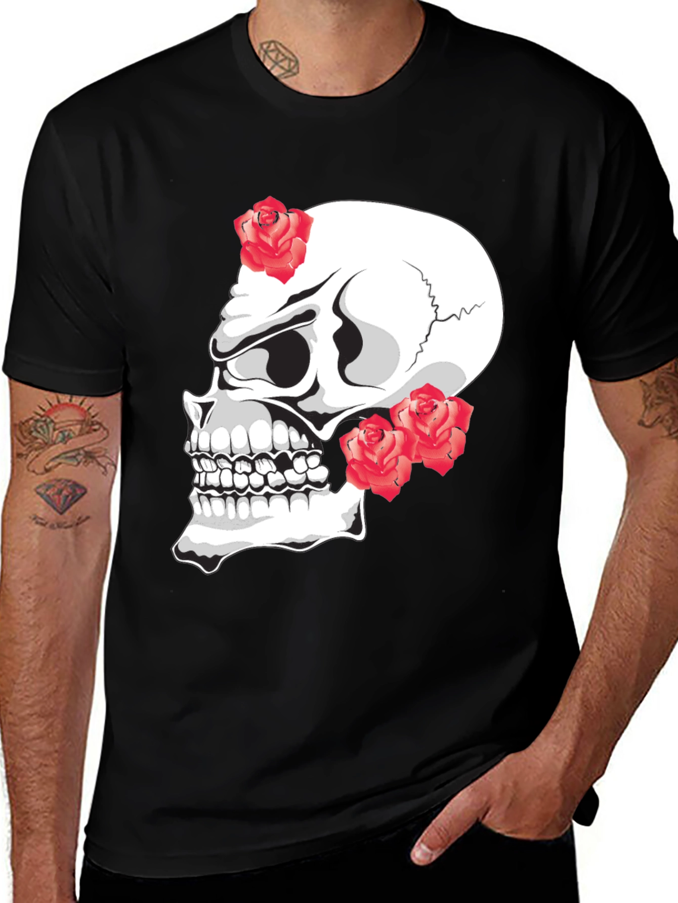 Variant 2 of Skull & Roses Graphic Tee