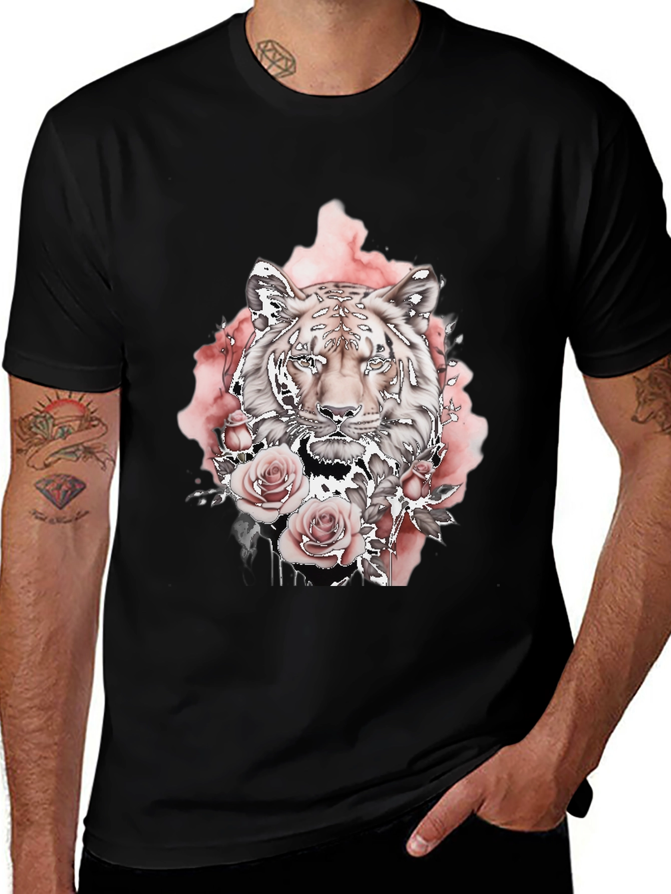 Variant 11 of Tiger Rose Graphic Tee - Black