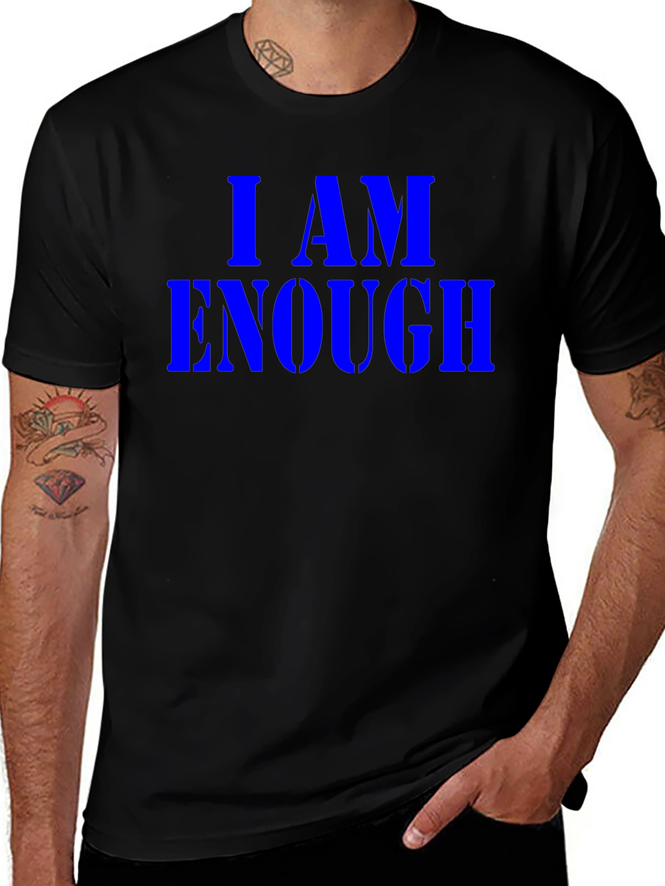 Variant 10 of I AM ENOUGH Black Graphic Tee