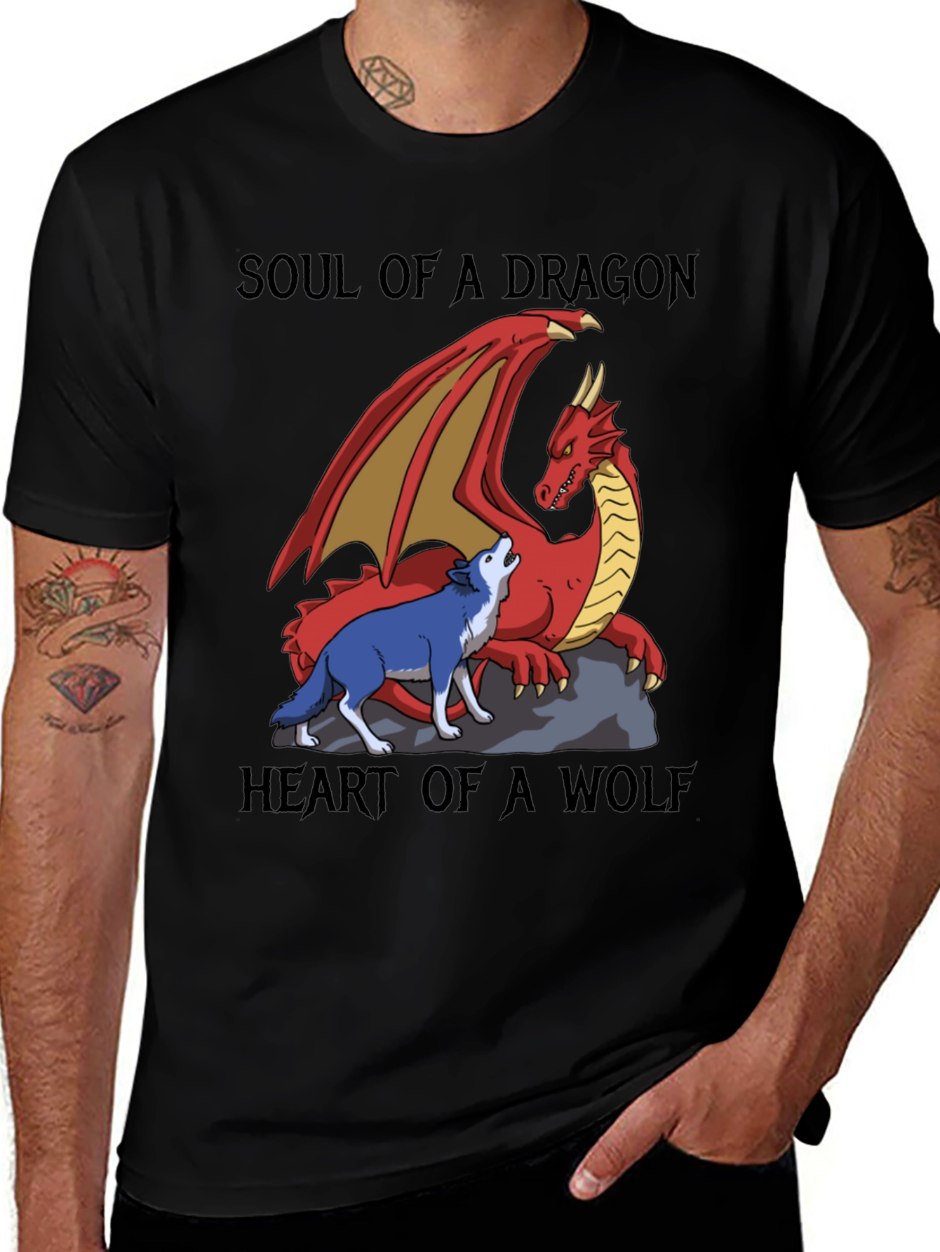 Soul of a Dragon, Heart of a Wolf Black Tee