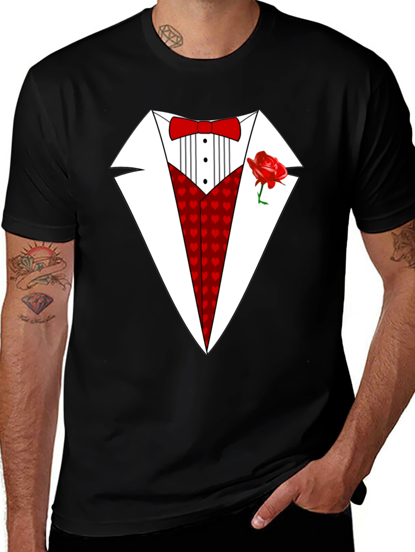 Black Heart Tuxedo T-Shirt - Valentine's Day Ready main image