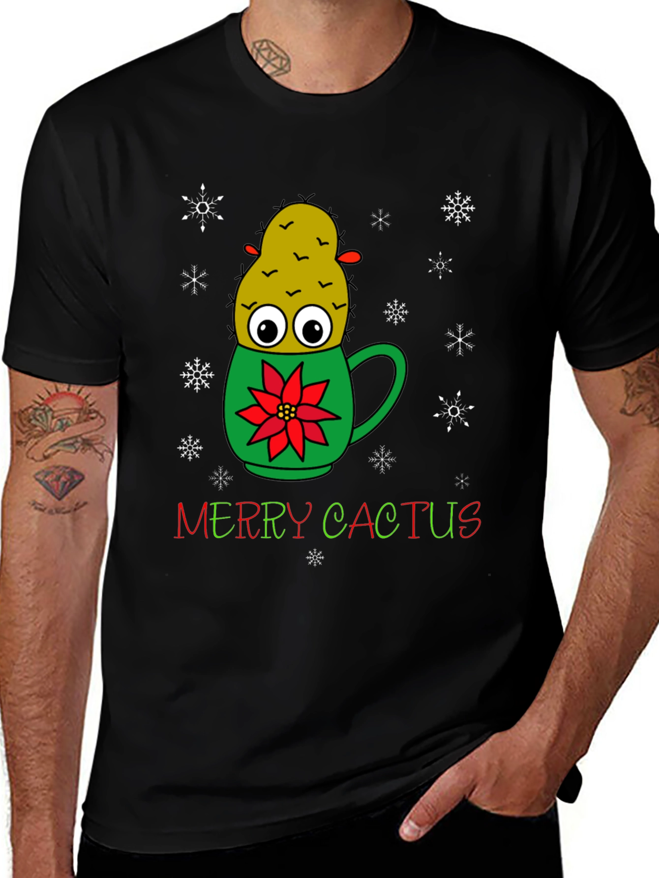 Merry Cactus Christmas T-Shirt - Holiday Novelty Tee