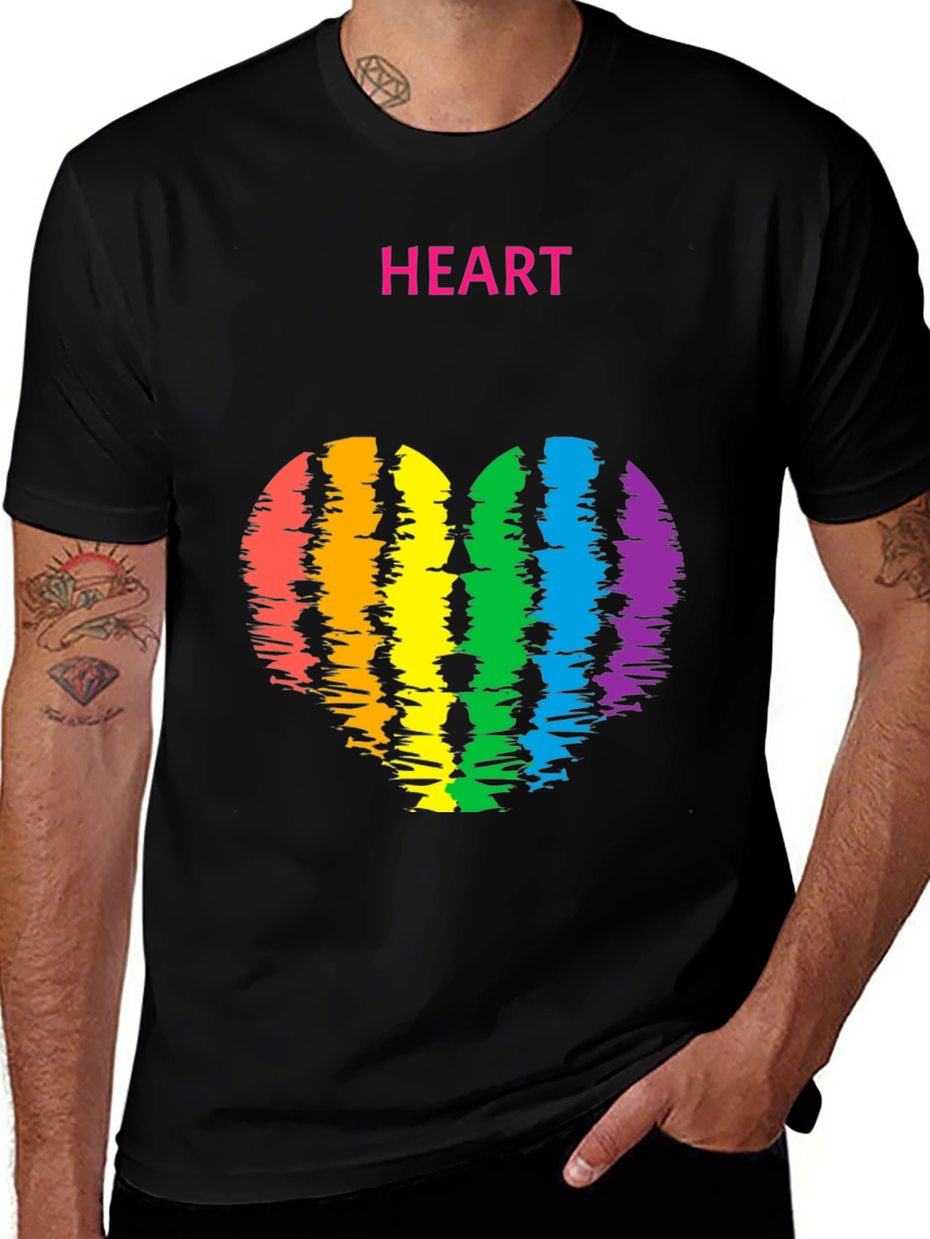 Variant 5 of Rainbow Heart Graphic Tee - Pride Apparel