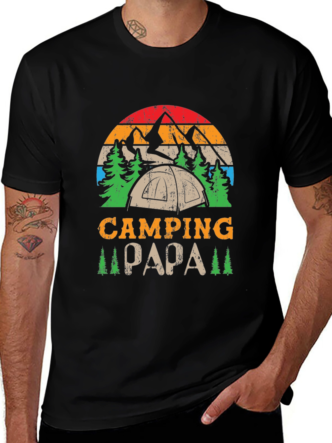 Variant 15 of Camping Papa Graphic Tee - Outdoor Adventure Shirt