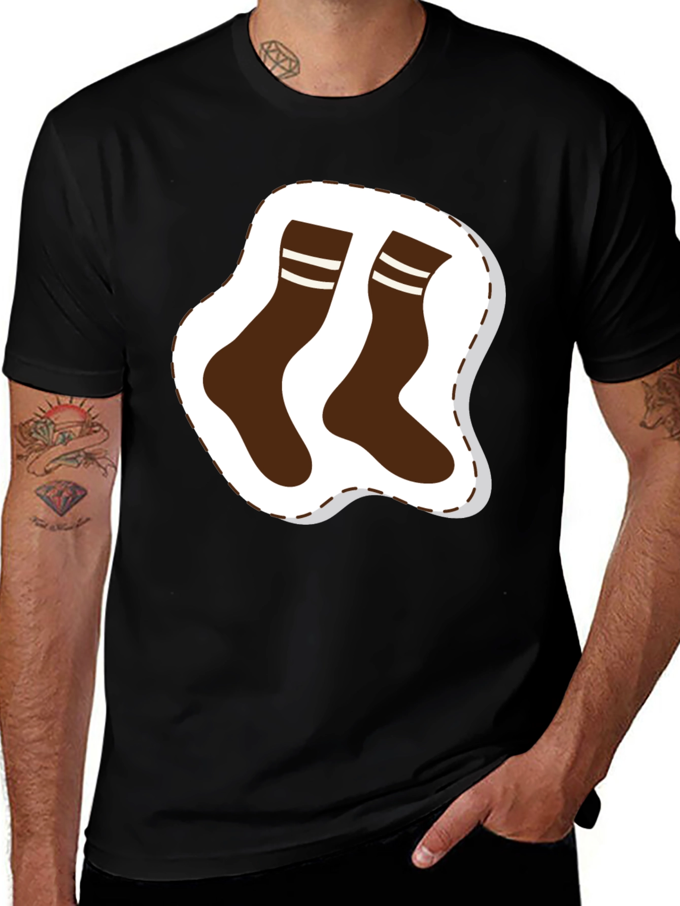 Variant 10 of Funny Socks Graphic Tee - Men's Black T-Shirt