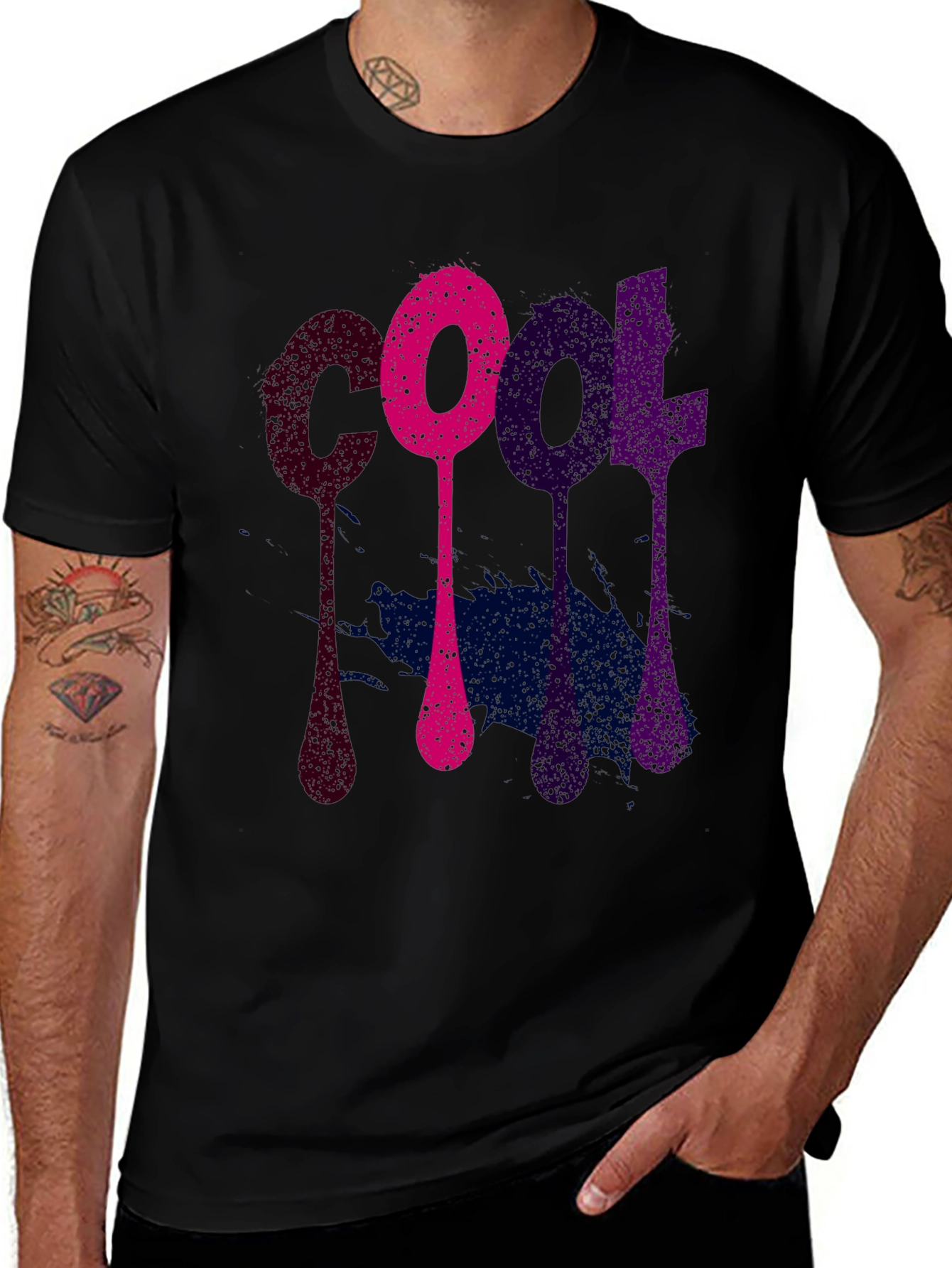 Variant 9 of Cool Graphic Tee - Men's Black Cotton T-Shirt