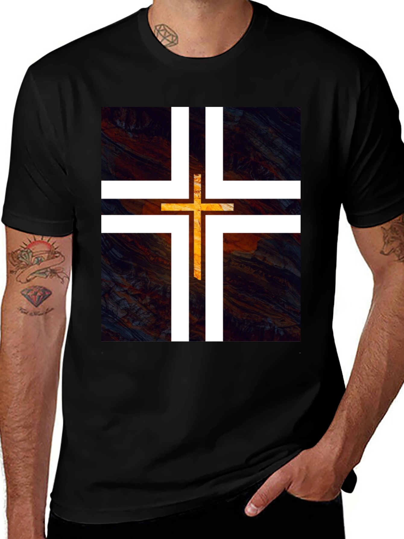 Variant 8 of Modern Cross Graphic Tee - Black