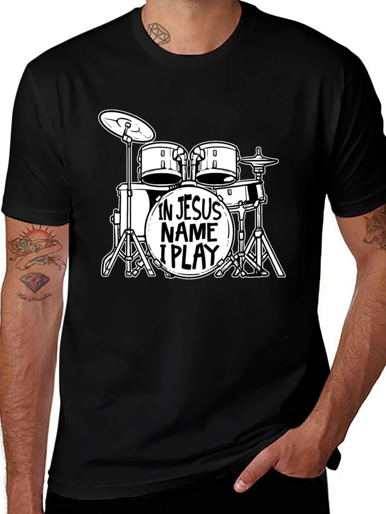 In Jesus Name I Play Drums T-Shirt