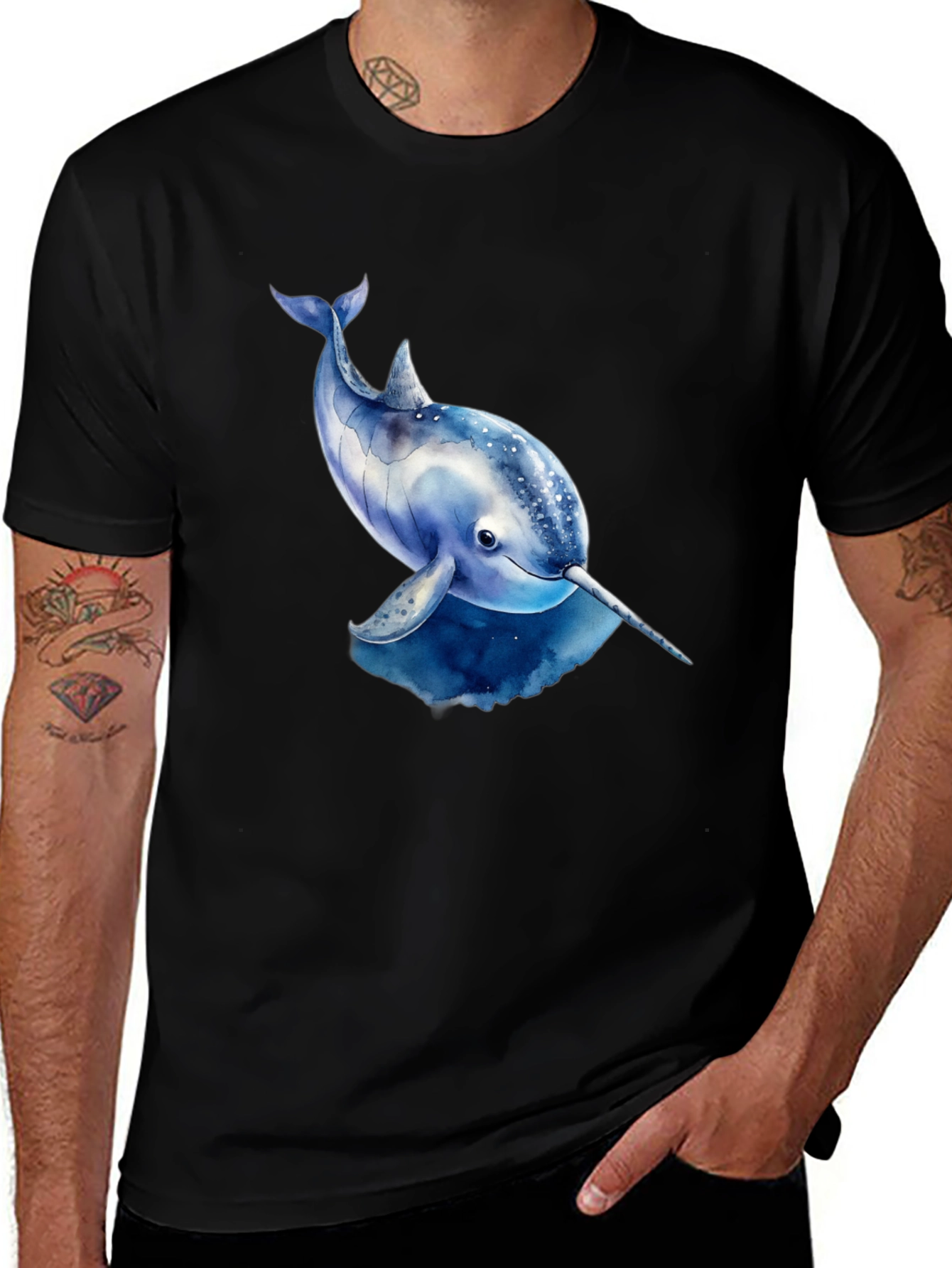 Variant 29 of Narwhal Graphic Tee - Black Cotton T-Shirt