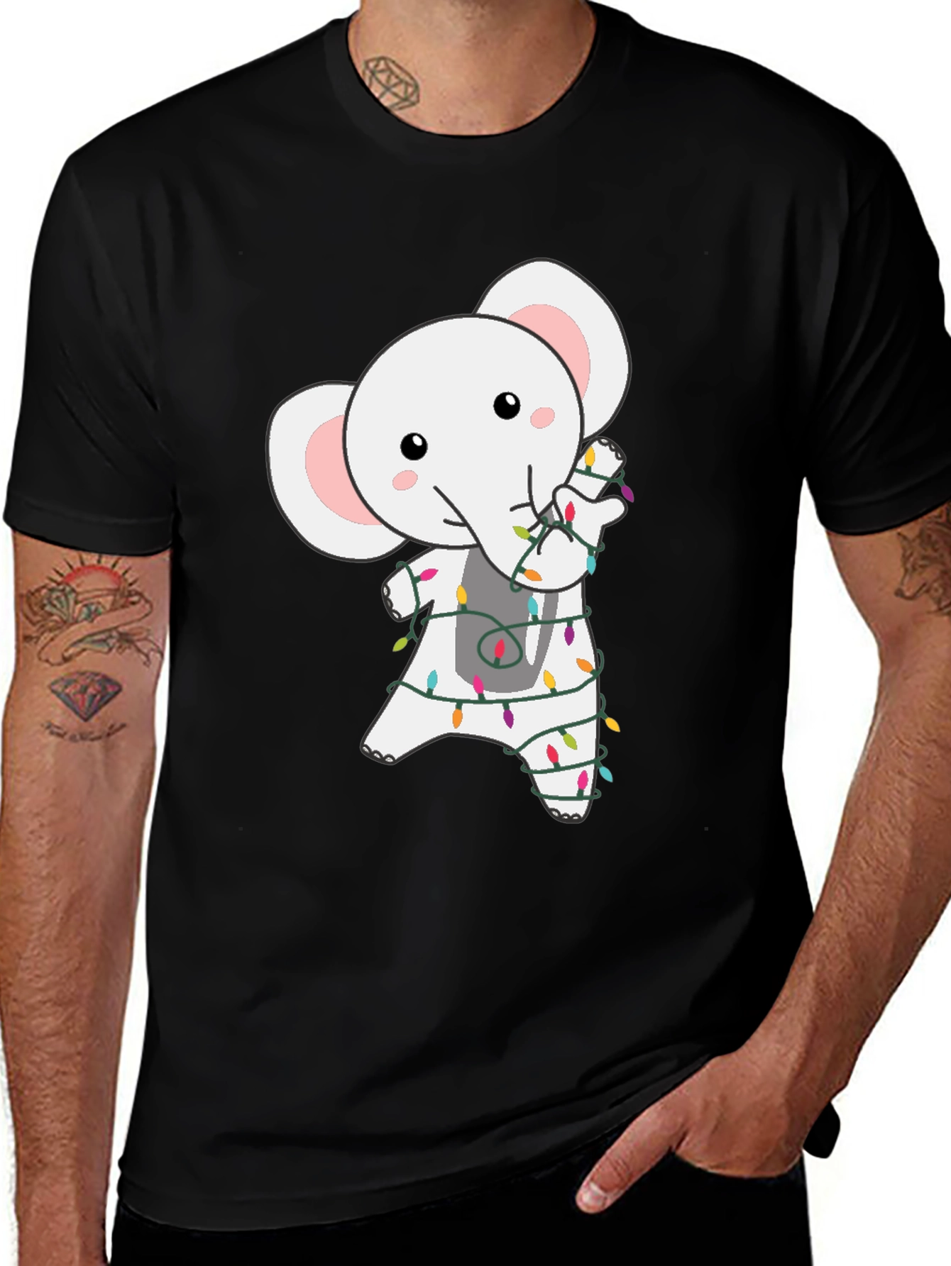Variant 25 of Cute Elephant Christmas Lights T-Shirt