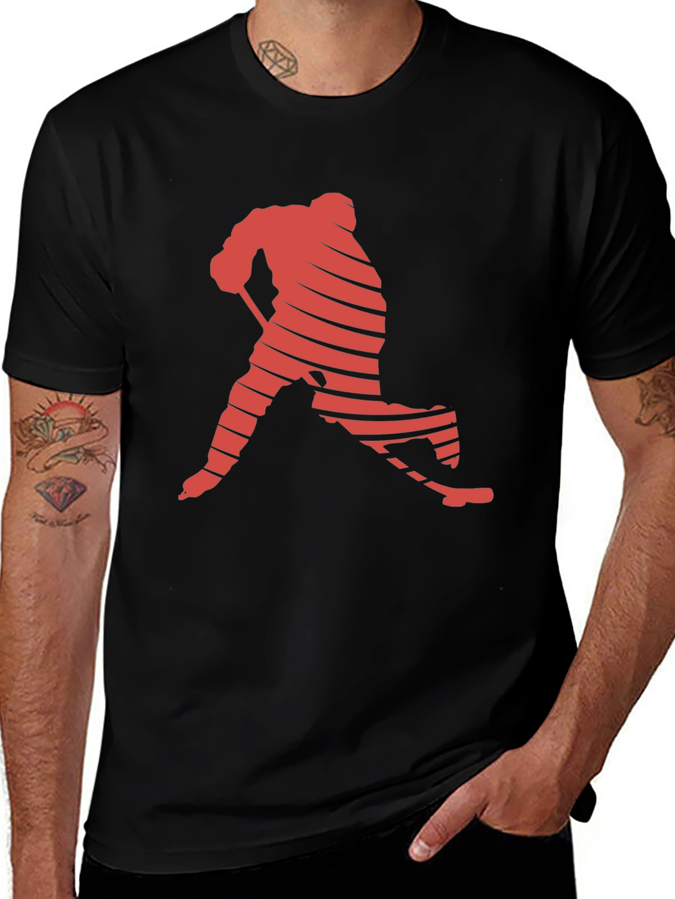 Variant 24 of Hockey Player Graphic Tee - Red on Black