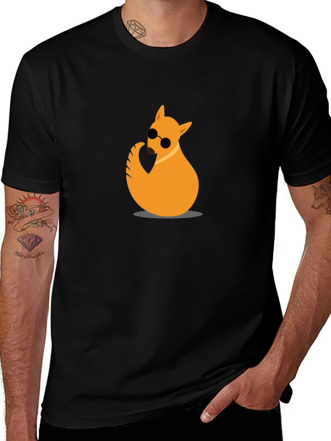 Black Cool Cat Tee - Black Cotton Graphic T-Shirt main image