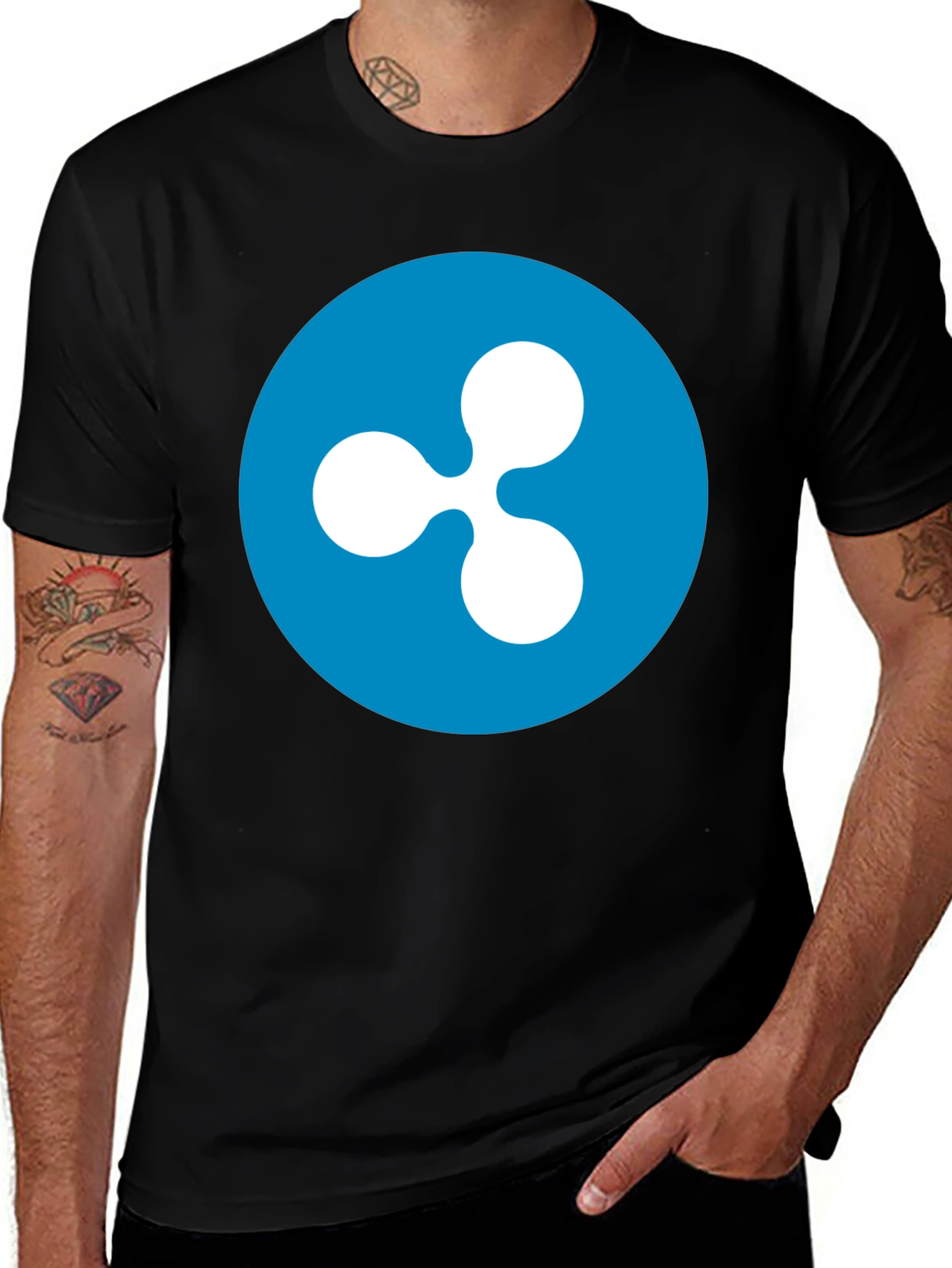 Variant 13 of Ripple Crypto Logo T-Shirt - Black
