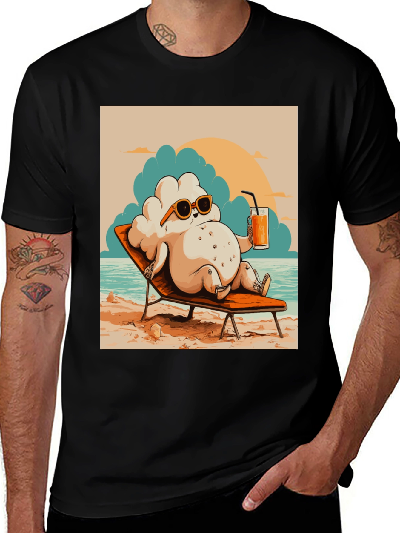 Variant 28 of Cartoon Popcorn Beach T-Shirt - Relaxed Summer Vibes