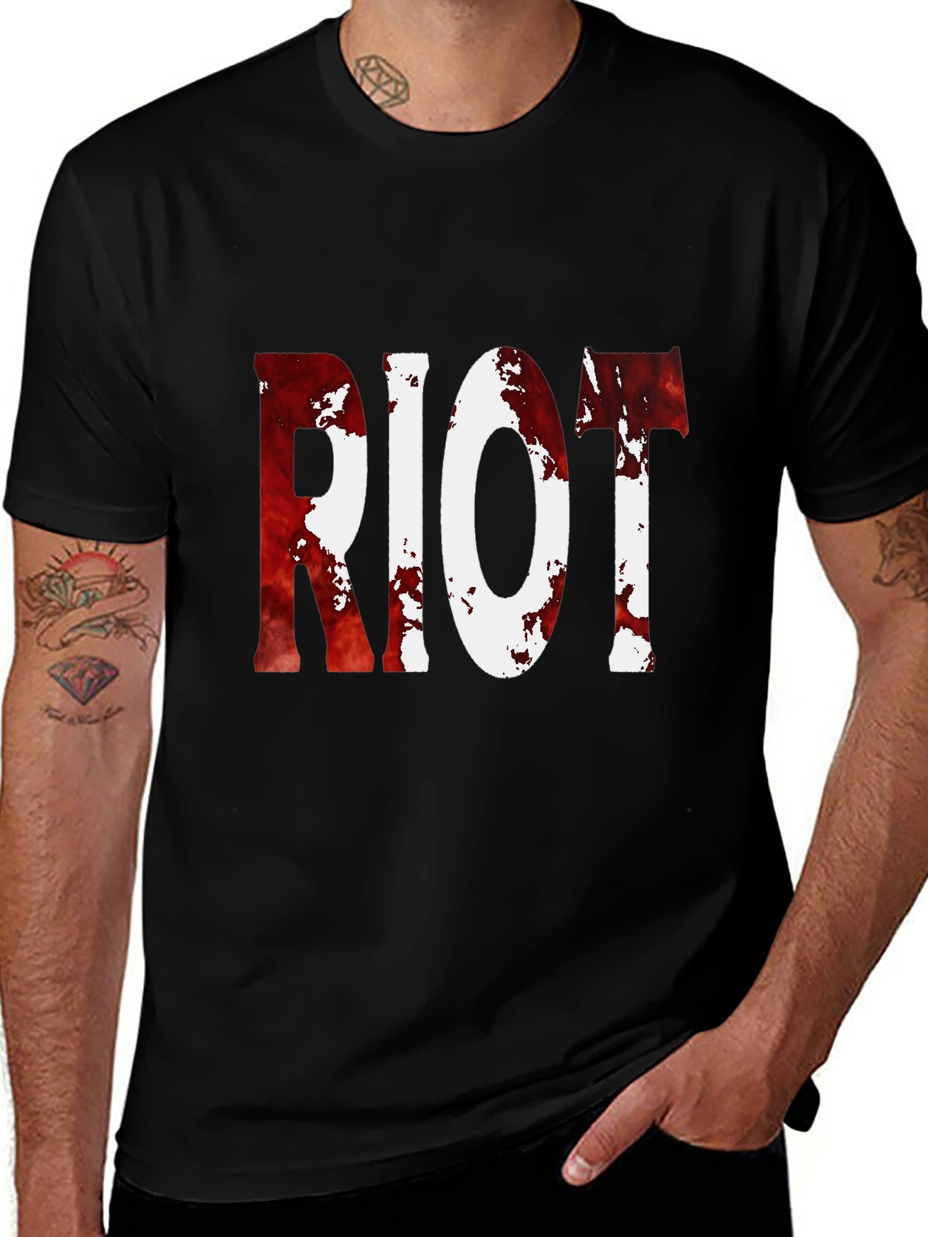 Variant 5 of Riot Graphic Print Black T-Shirt - Edgy Streetwear