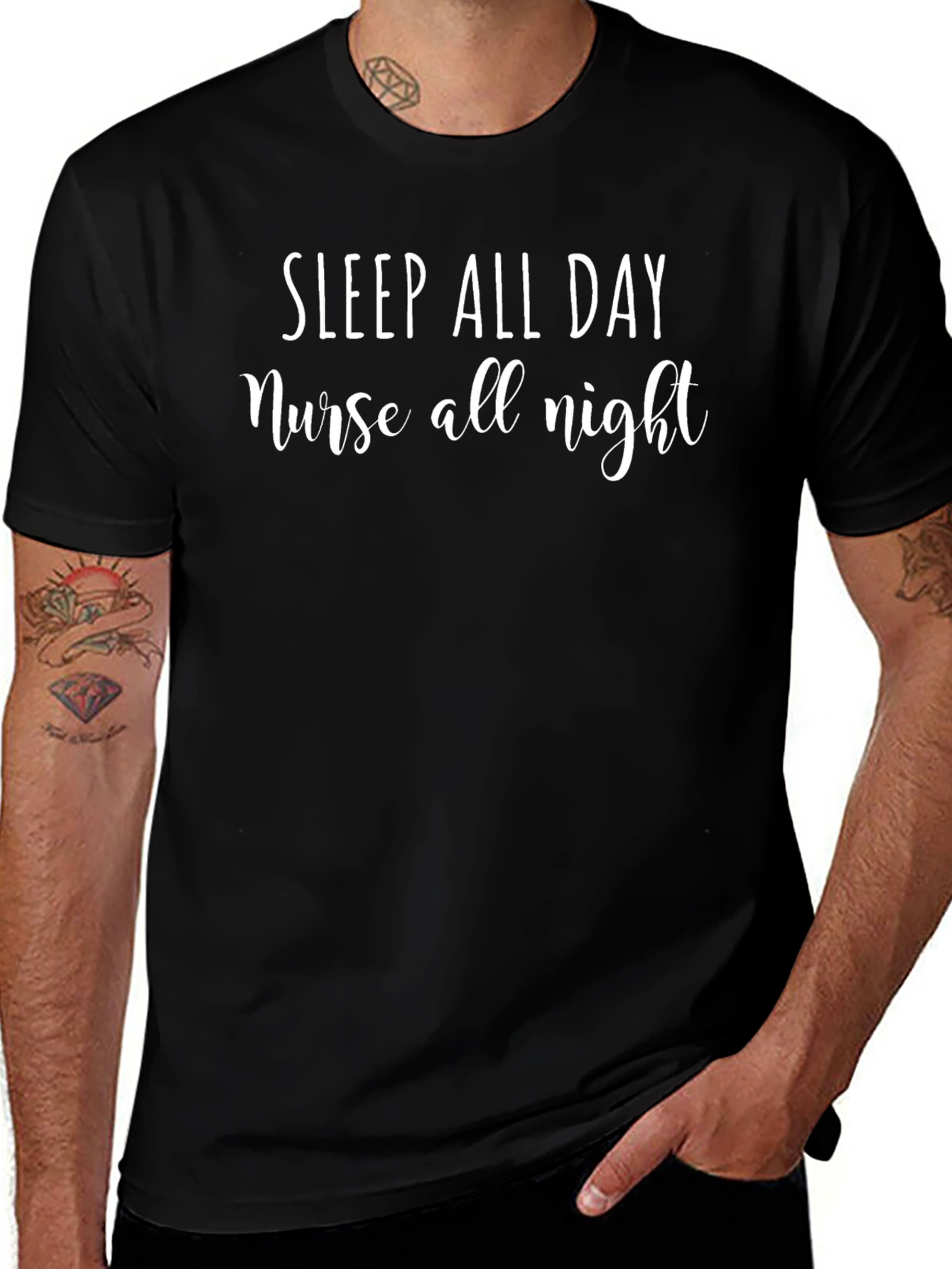 Sleep All Day Nurse All Night Black T-Shirt