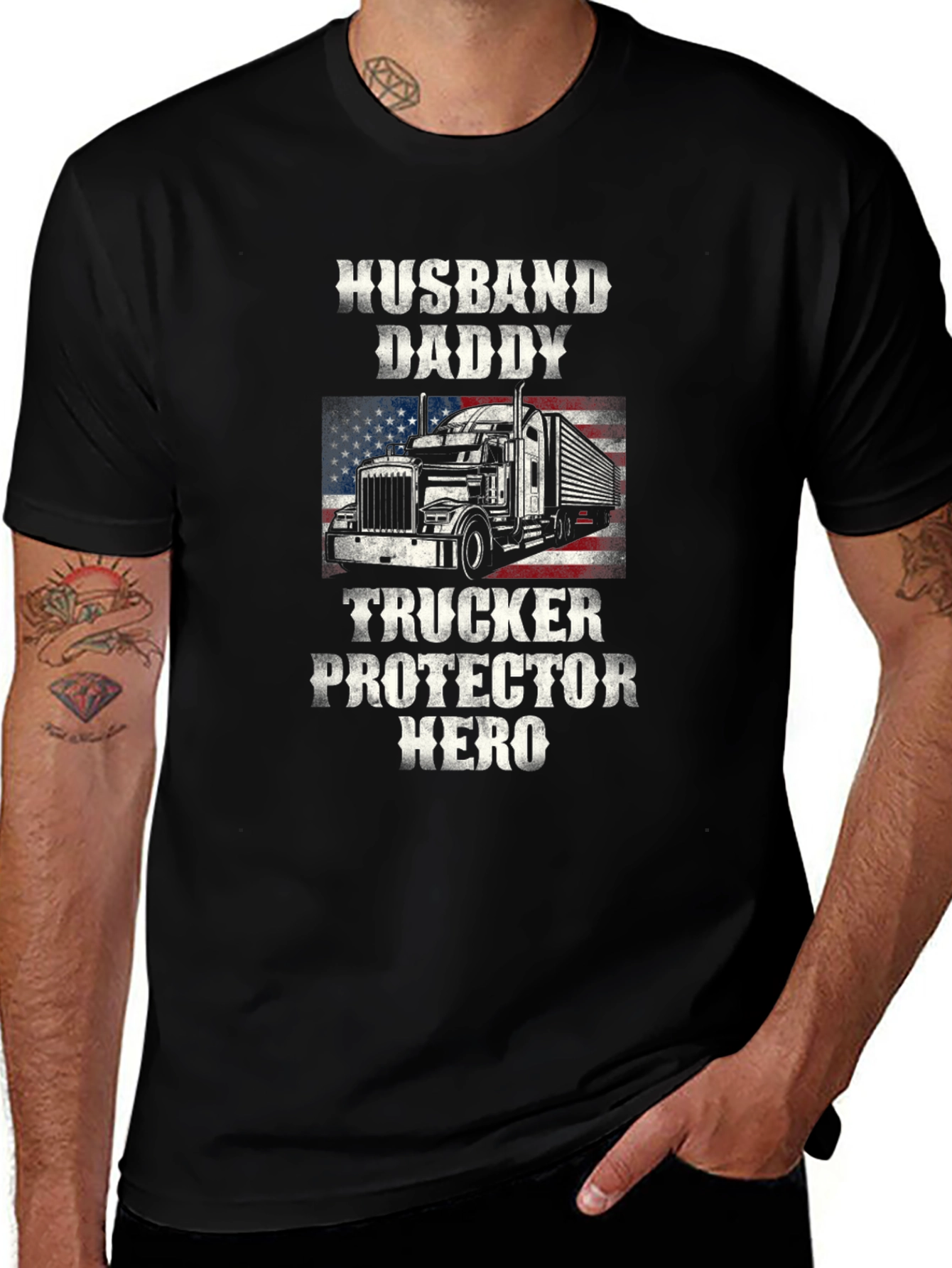 Variant 14 of Husband Daddy Trucker Hero Graphic Tee