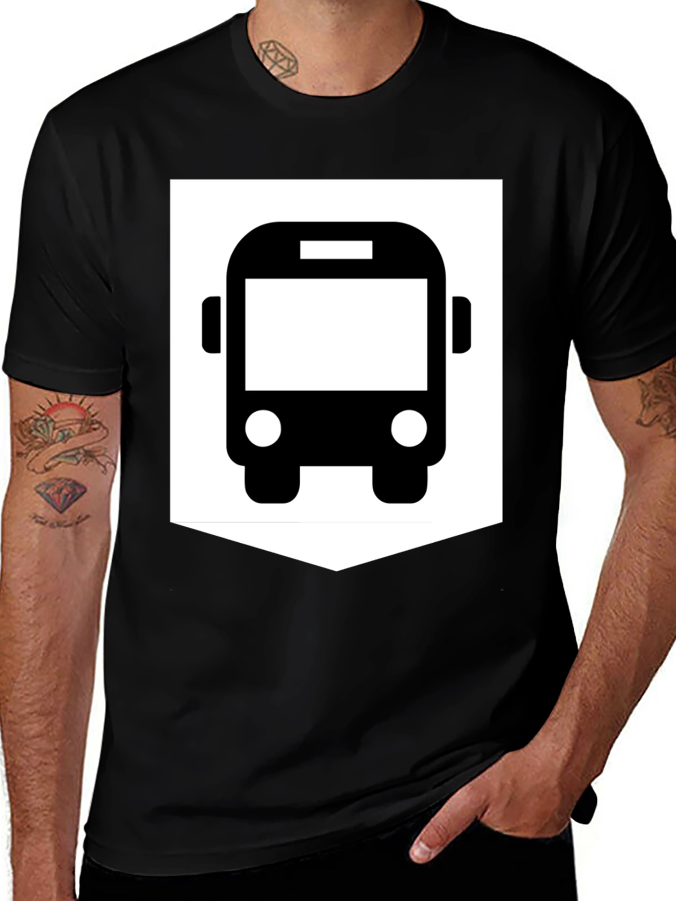 Variant 11 of Bus Graphic Tee - Urban Style Black T-Shirt