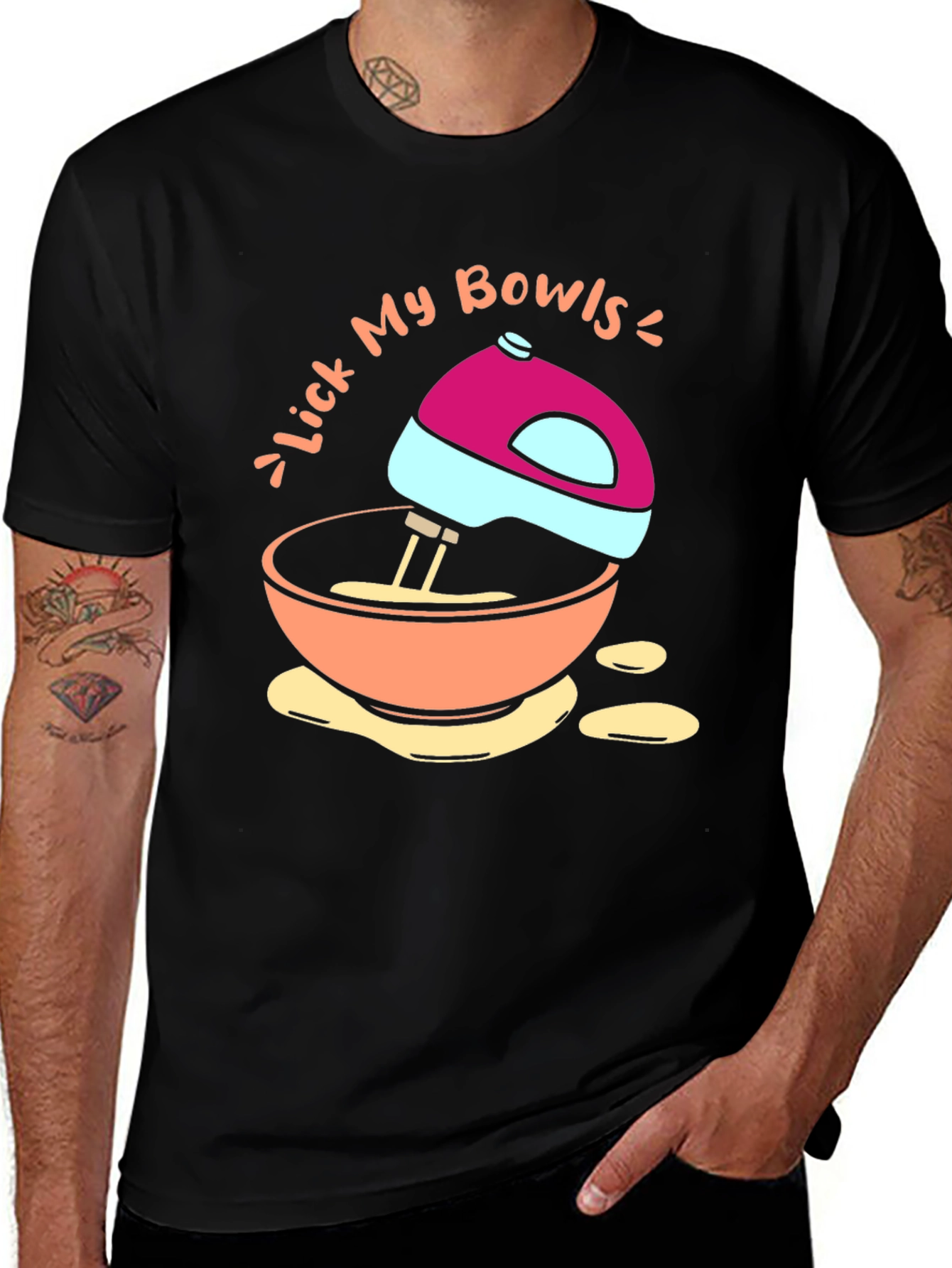 Variant 23 of Lick My Bowls Graphic T-Shirt - Funny Baking Tee
