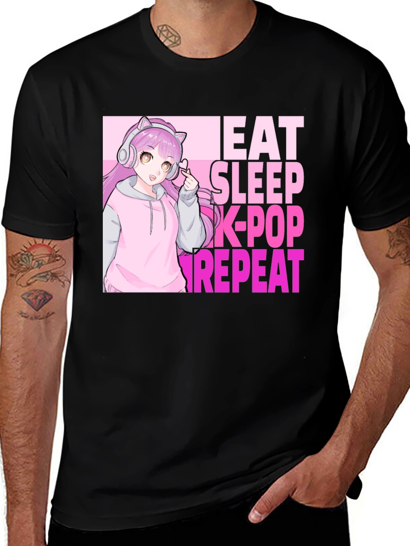 Variant 13 of Eat Sleep K-Pop Repeat Anime Graphic Tee