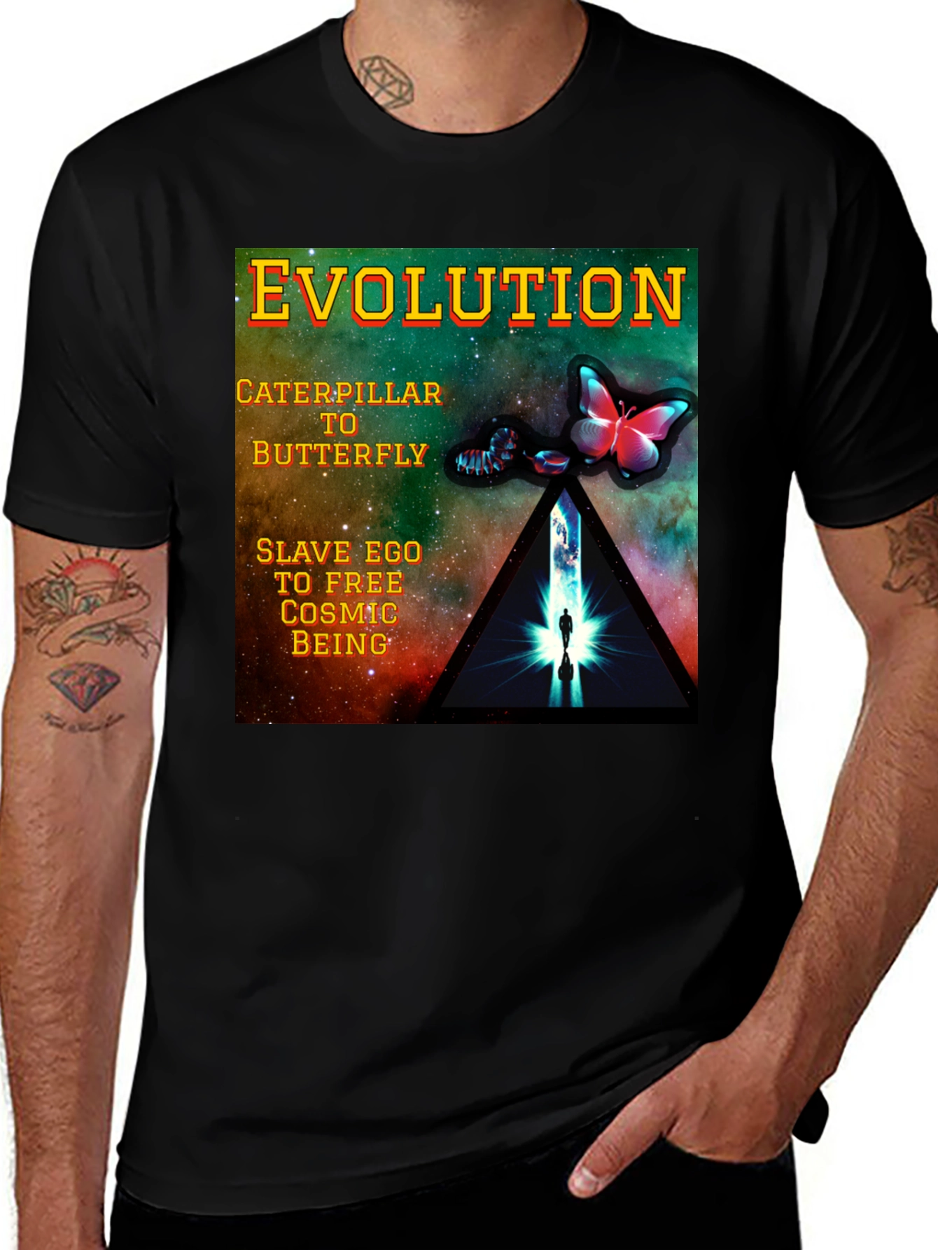Variant 23 of Evolution Graphic T-Shirt - Caterpillar to Butterfly