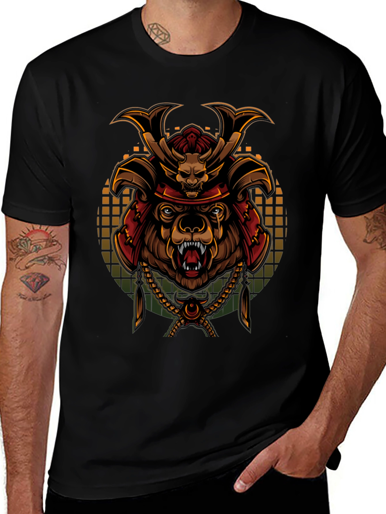 Variant 19 of Samurai Bear Graphic Tee - Unique Design