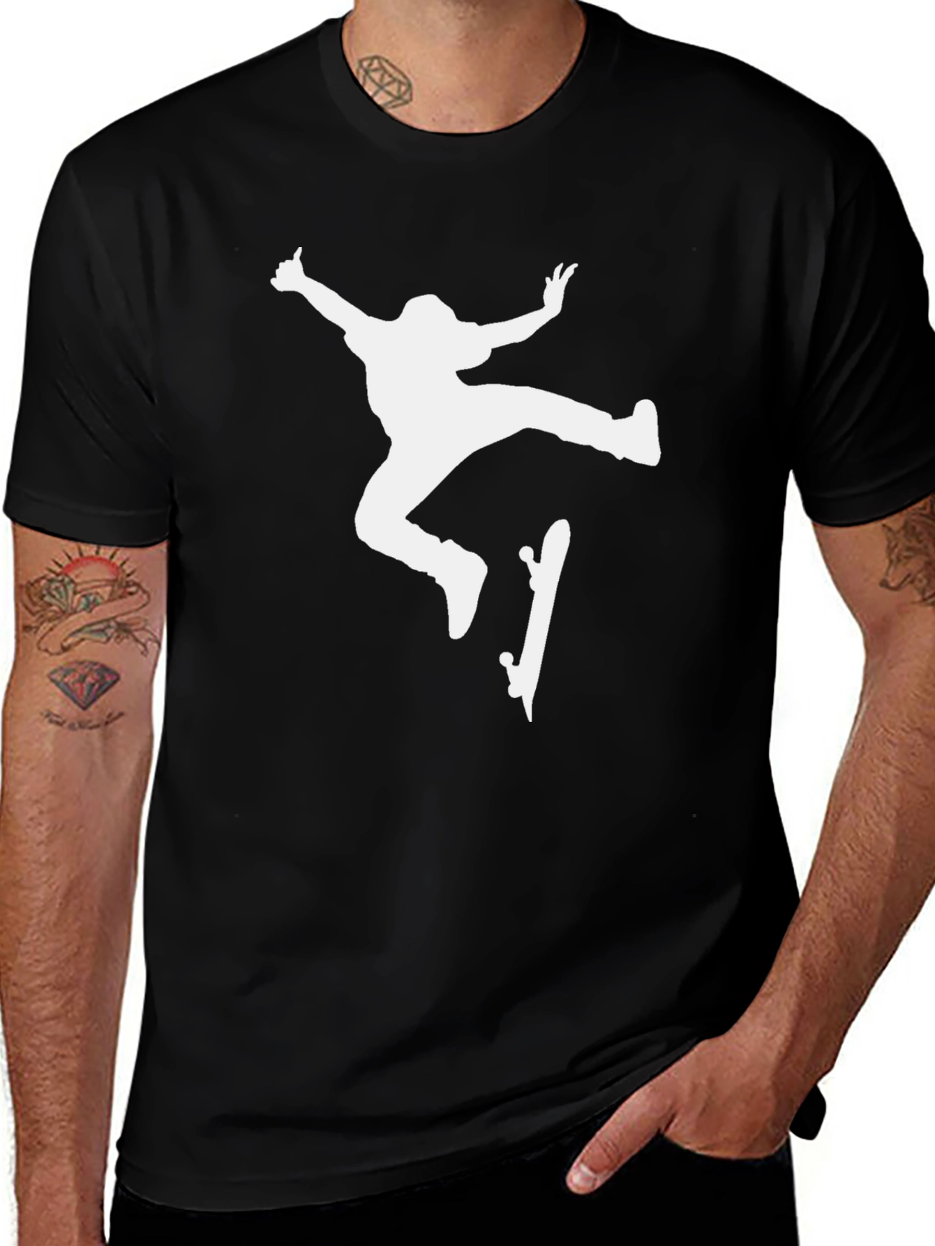 Variant 21 of Skateboarder Graphic Tee - Cool Black T-Shirt