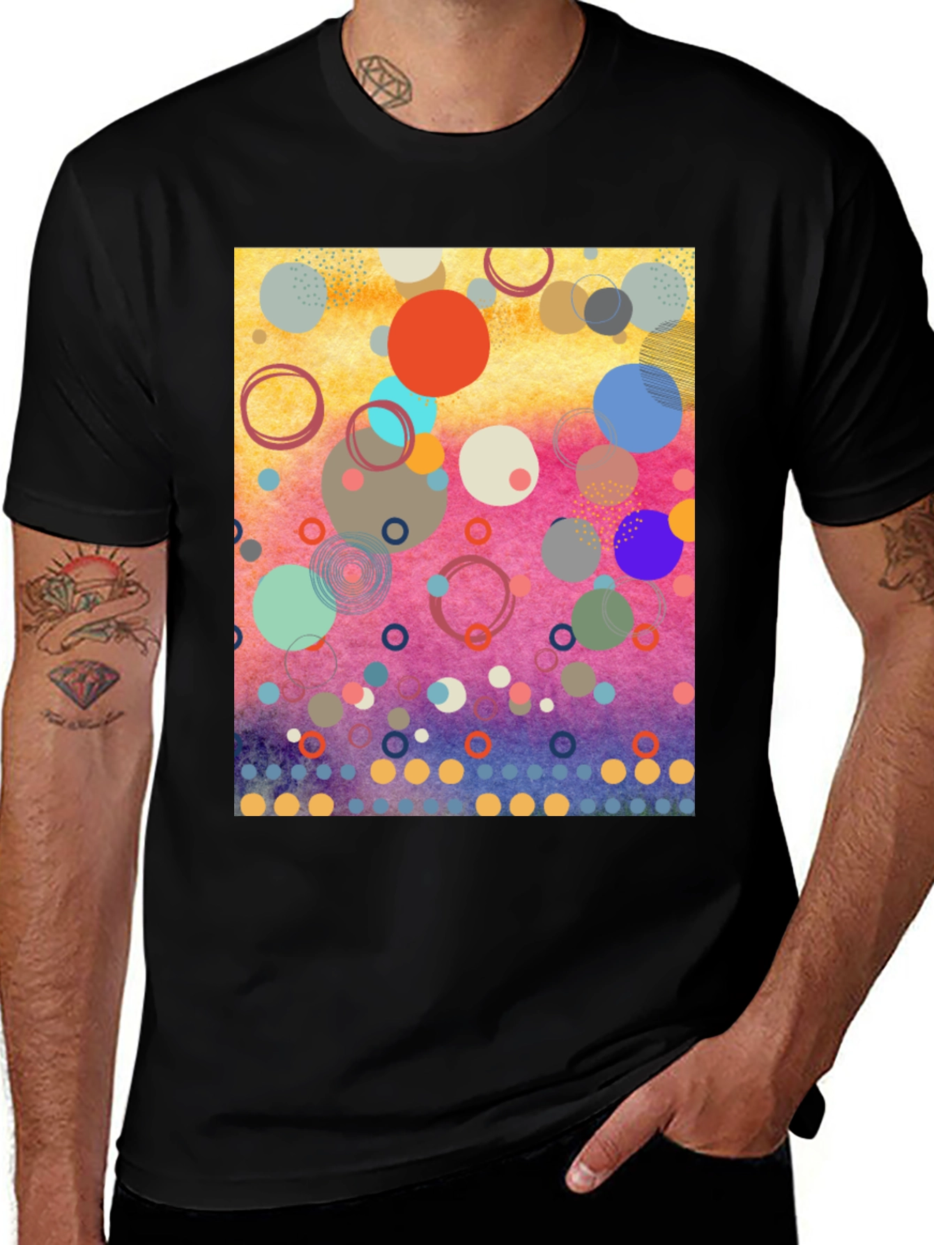 Variant 19 of Abstract Circles Graphic Tee - Modern Art Shirt