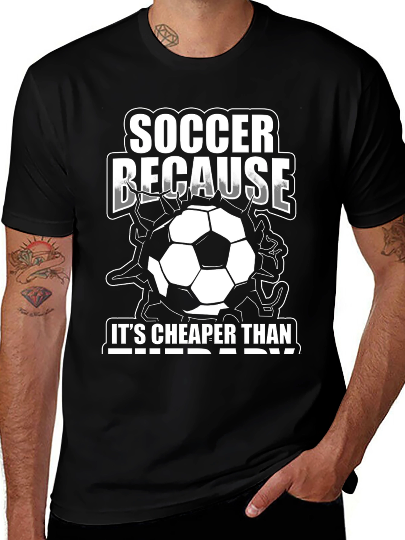 Variant 22 of Soccer Because It's Cheaper Than Therapy T-Shirt