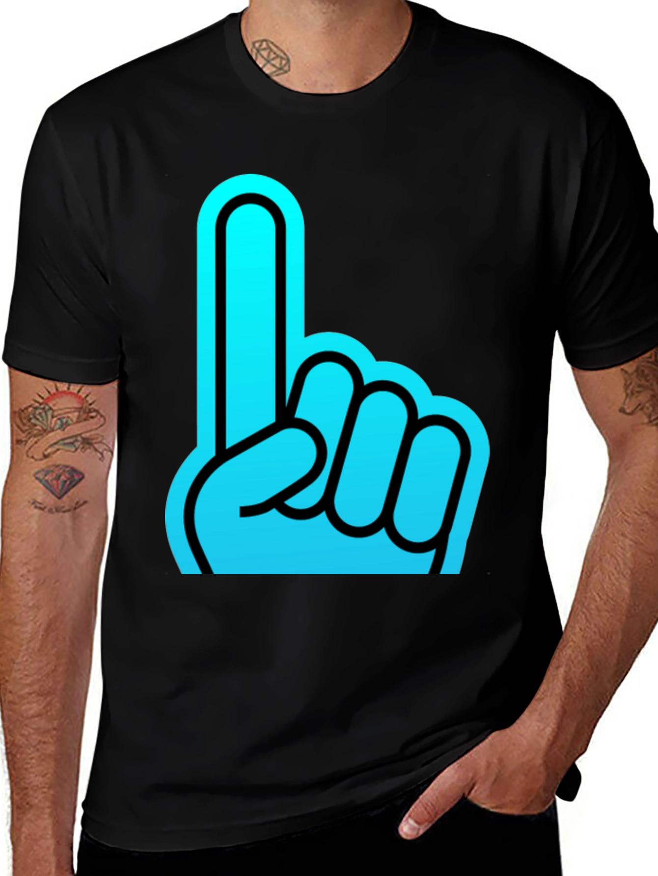 Variant 30 of Foam Finger Graphic Black T-Shirt
